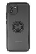 Samsung Galaxy A03 Uyumlu Kılıf Montreal Yüzüklü Silikon Kapak - Siyah
