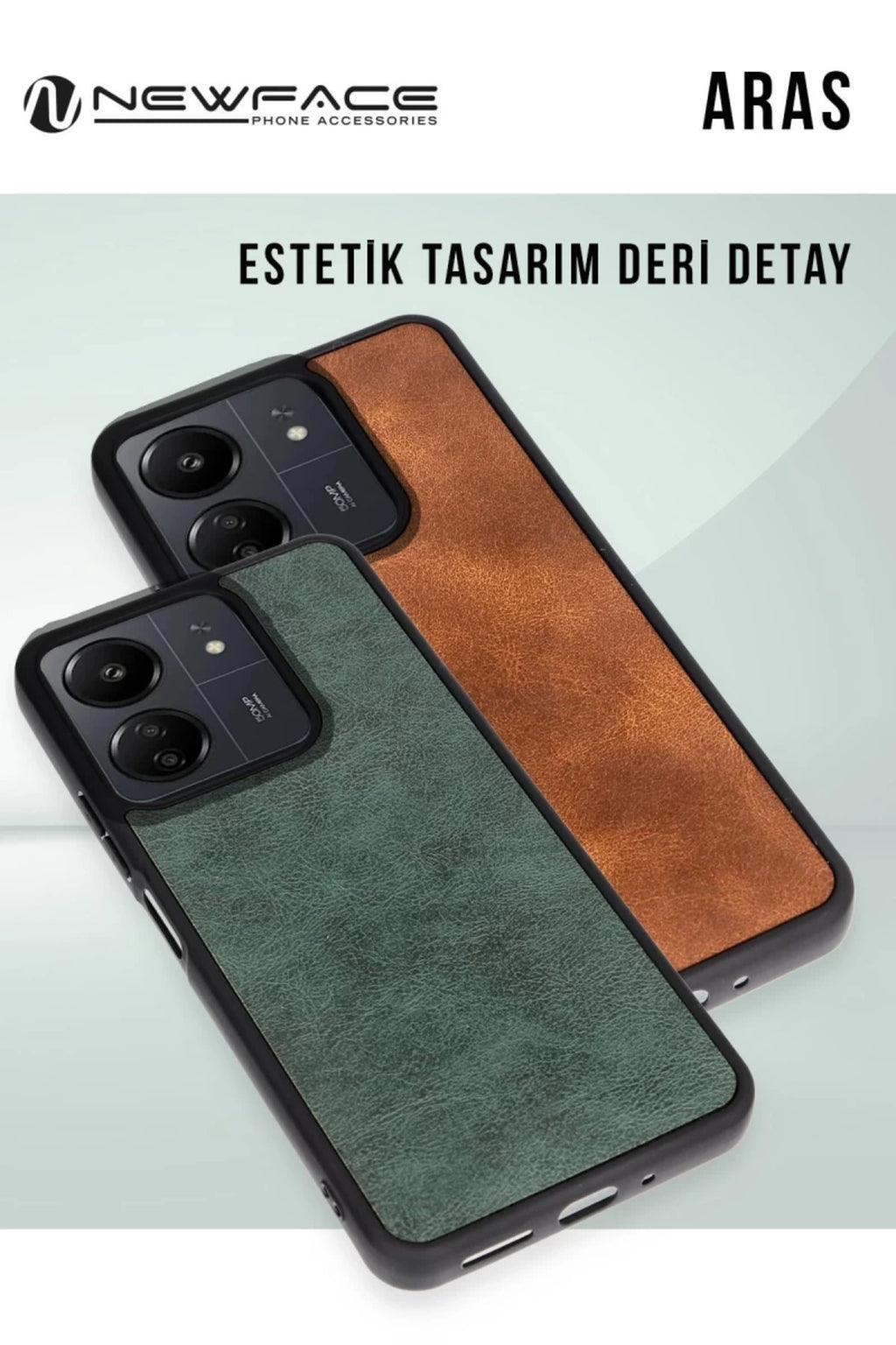 Realme C65 Uyumlu Kılıf Aras Deri Kapak - Kırmızı