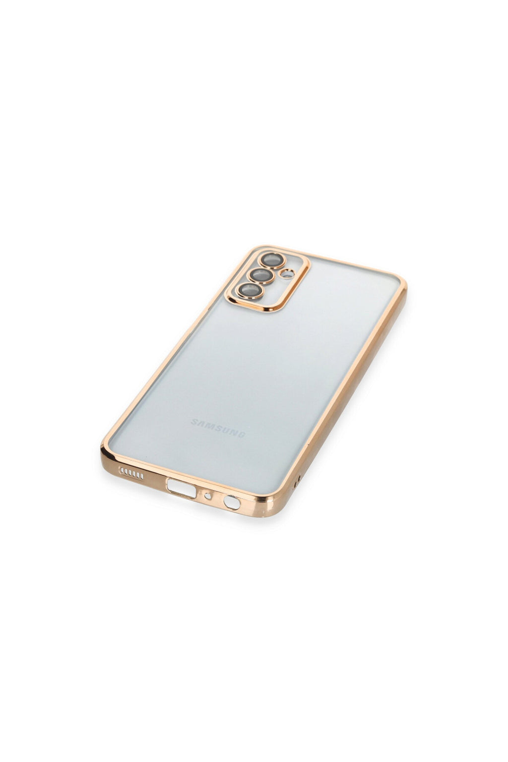 Samsung Galaxy M23 Uyumlu Kılıf Lensli Silikon - Gold