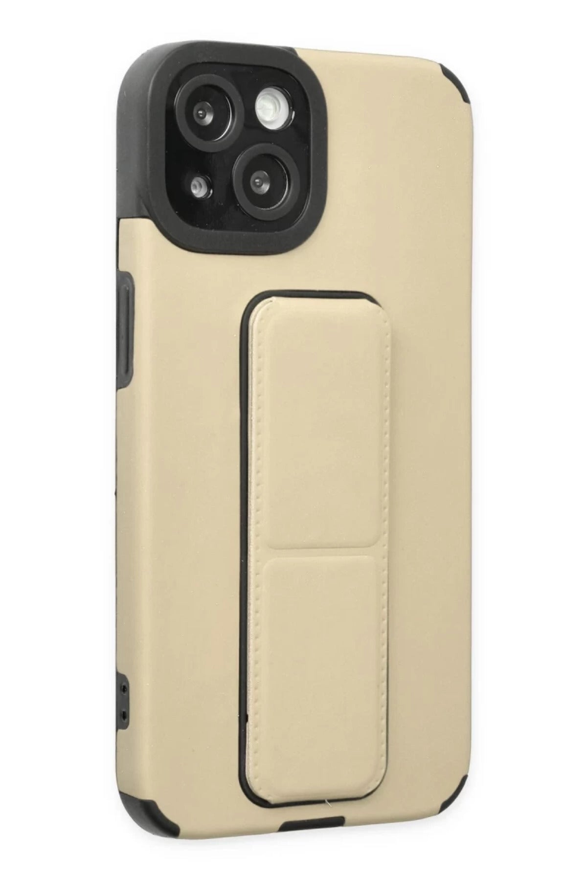 Apple iPhone 14 Plus Uyumlu Kılıf Mega Standlı Silikon - Gold