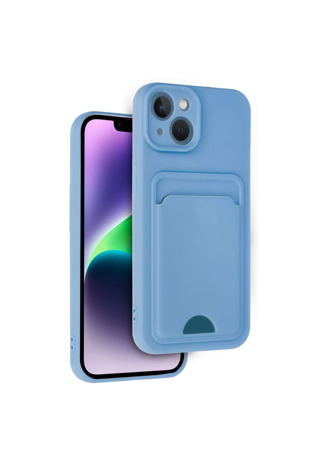 Apple iPhone 14 Uyumlu Kılıf Kelvin Kartvizitli Silikon - Mavi
