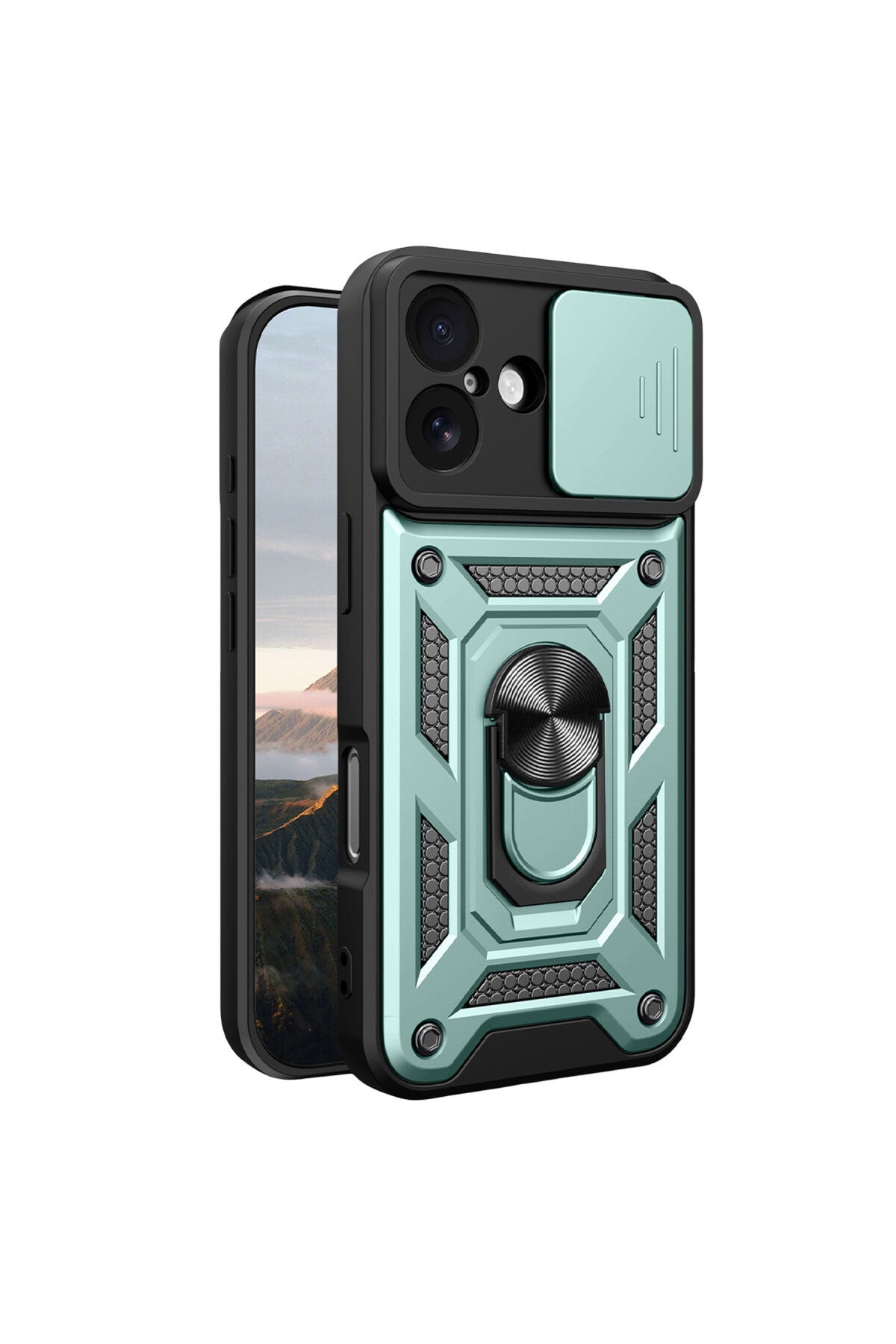 Apple iPhone 17 Uyumlu Pars Lens Yüzüklü Silikon - Yeşil