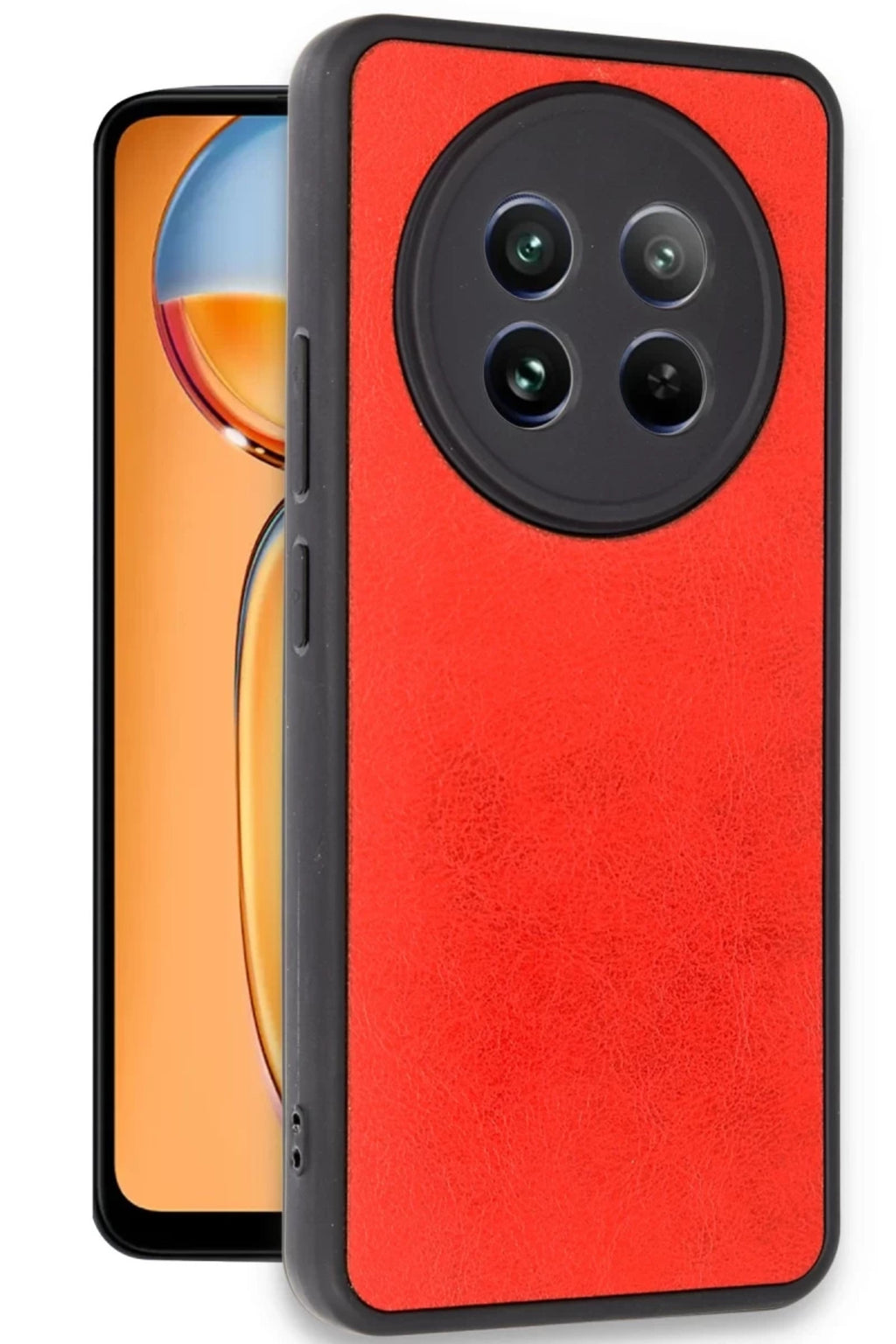 Realme 12 5G Uyumlu Kılıf Aras Deri Kapak - Kırmızı