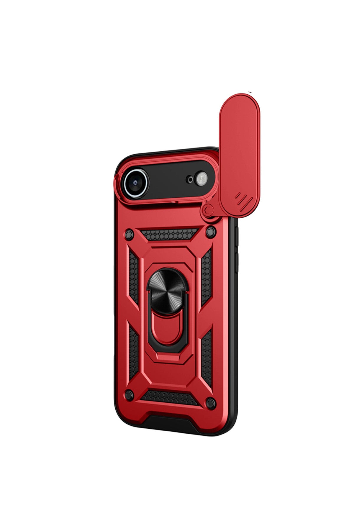 Apple iPhone 17 Air Uyumlu Pars Lens Yüzüklü Silikon - Kırmızı