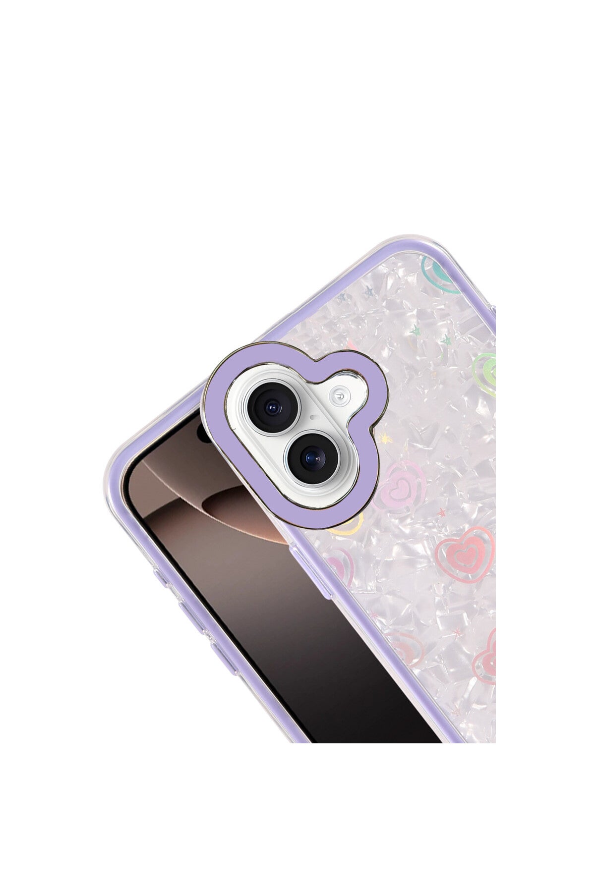 Apple iPhone 16 Uyumlu Lumi Desenli Kapak - Mor