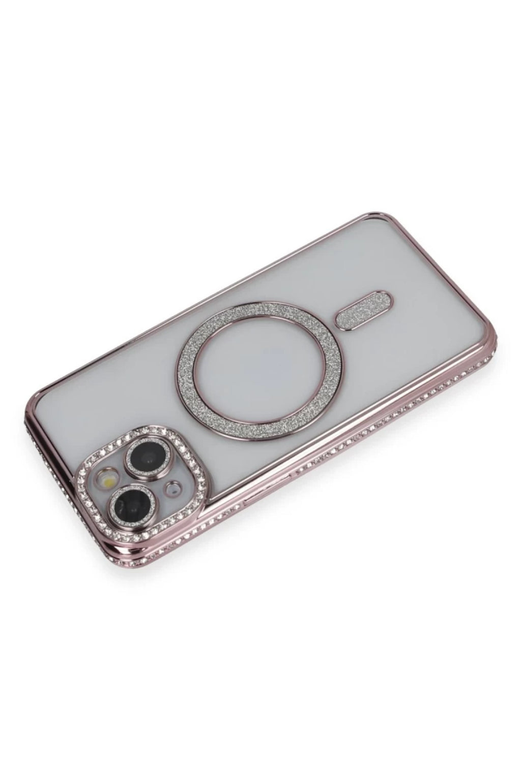 Apple iPhone 13 Uyumlu Kılıf Joke Simli Magneticsafe Kılıf - Pembe