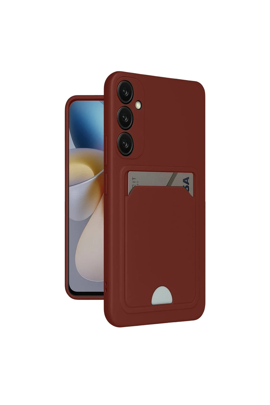 Samsung Galaxy A55 5G Uyumlu Kılıf Kelvin Kartvizitli Silikon - Bordo