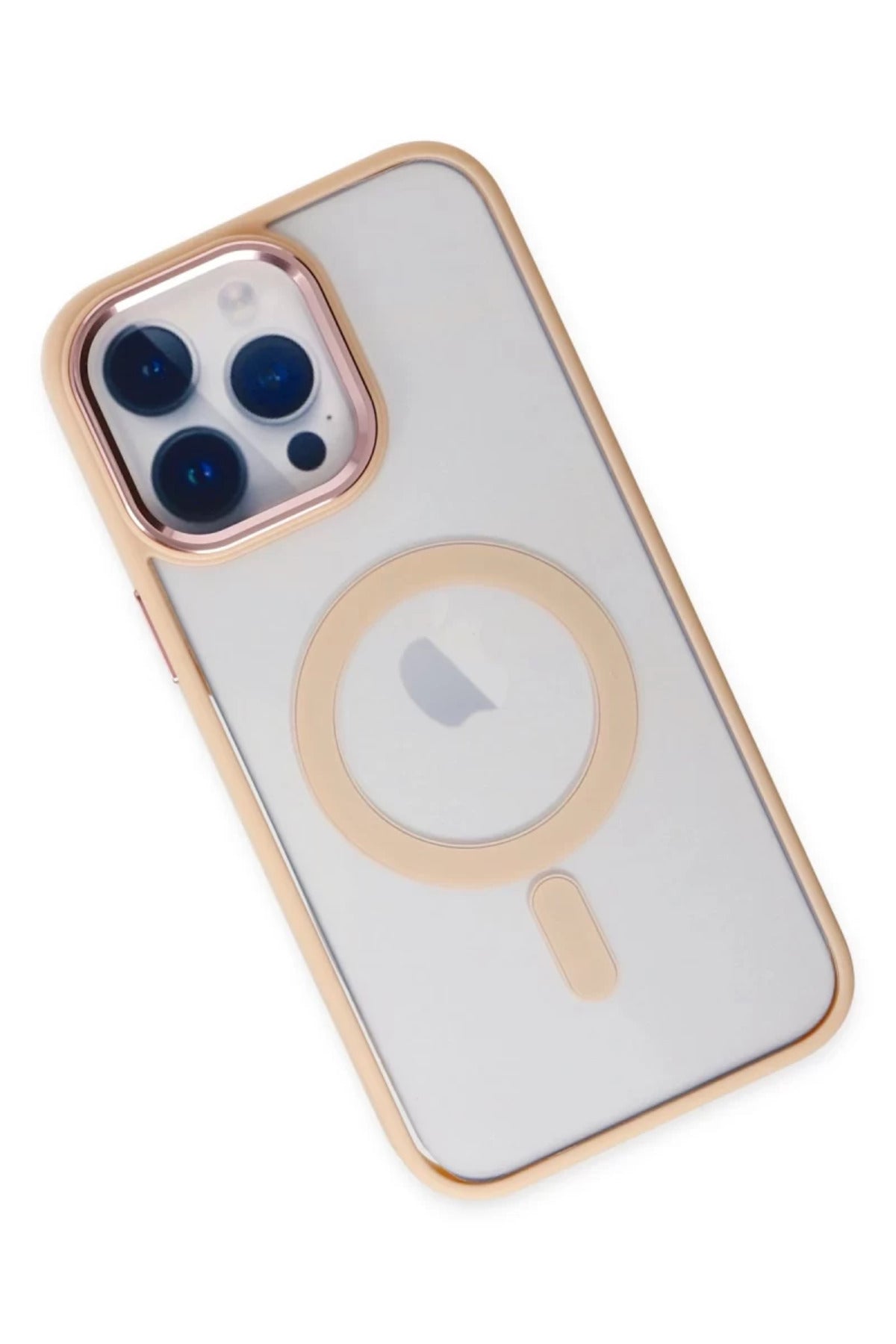 Apple iPhone 14 Pro Max Uyumlu Kılıf Room Magneticsafe Silikon - Pudra
