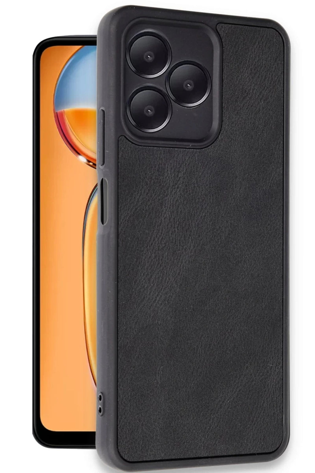 Realme Note 50 4G Uyumlu Kılıf Aras Deri Kapak - Siyah
