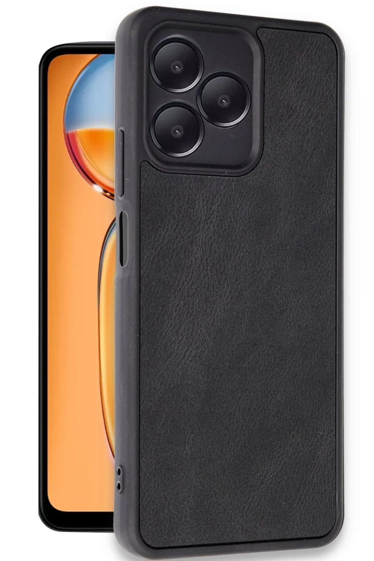 Realme Note 50 4G Uyumlu Kılıf Aras Deri Kapak - Siyah