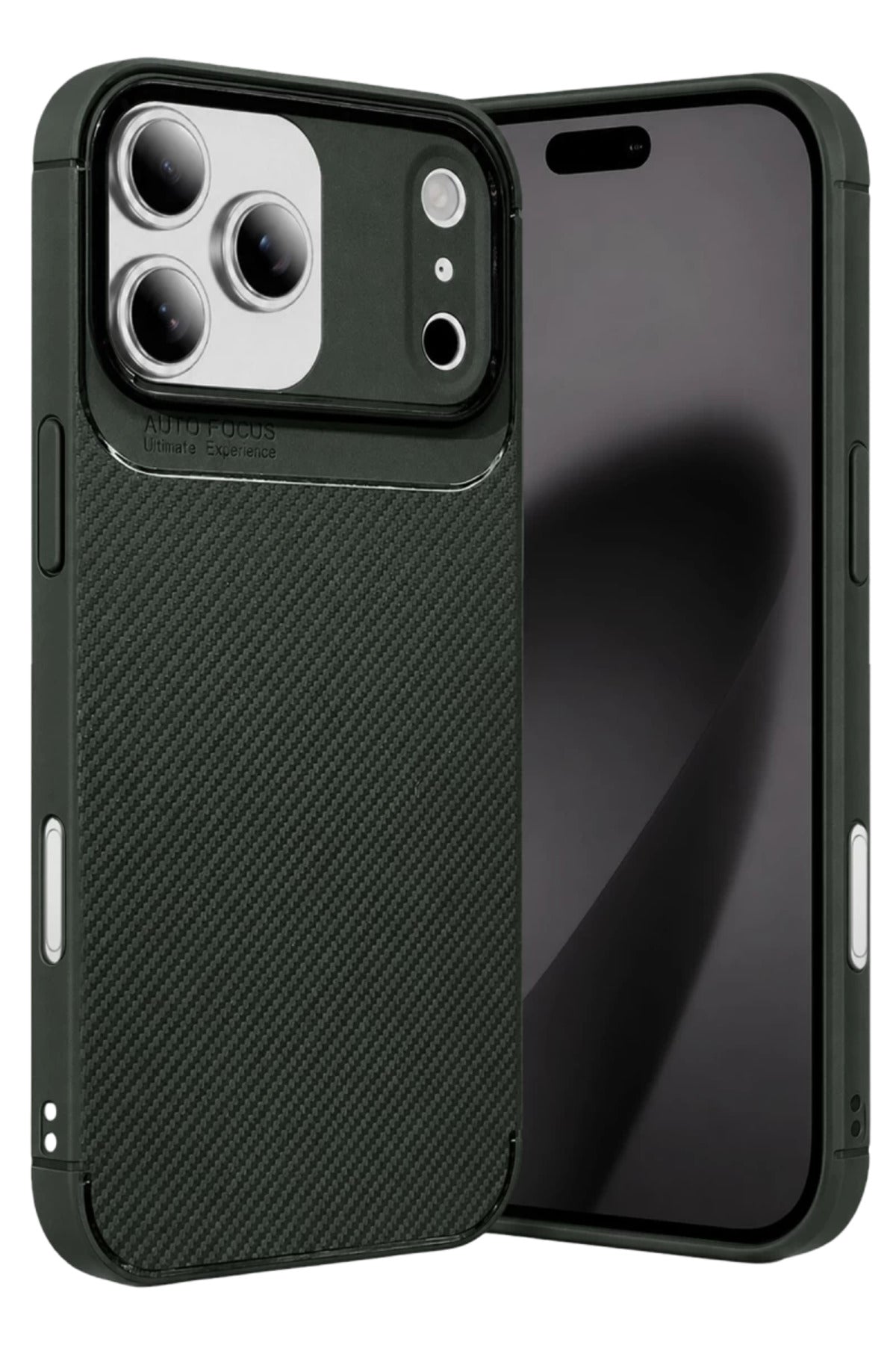 Apple iPhone 17 Pro Uyumlu Auto Focus Karbon Kapak - Koyu Yeşil