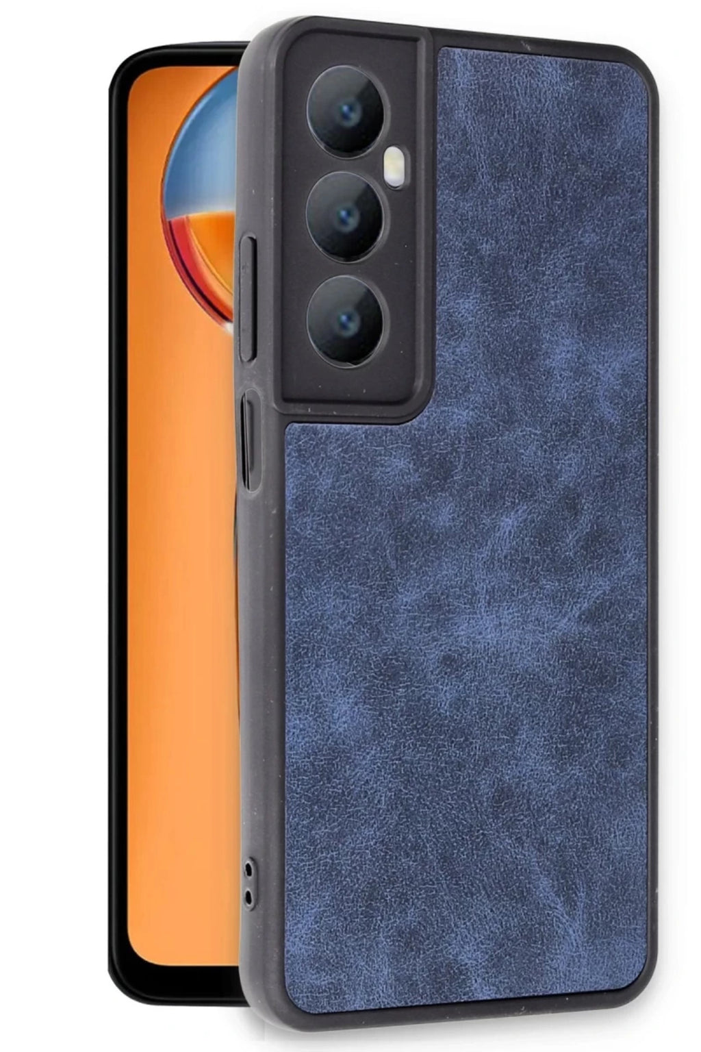 Realme C65 Uyumlu Kılıf Aras Deri Kapak - Lacivert