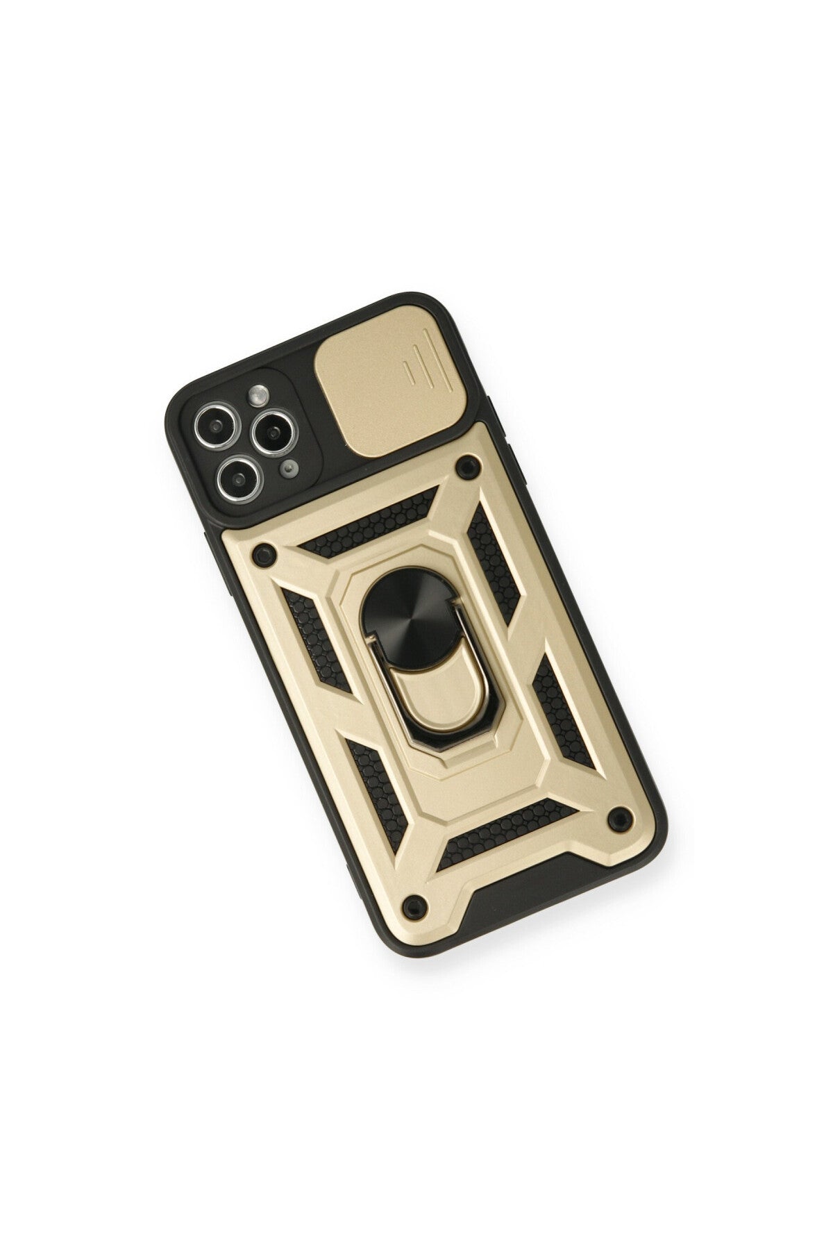 Apple iPhone 11 Pro Uyumlu Kılıf Pars Lens Yüzüklü Silikon - Gold