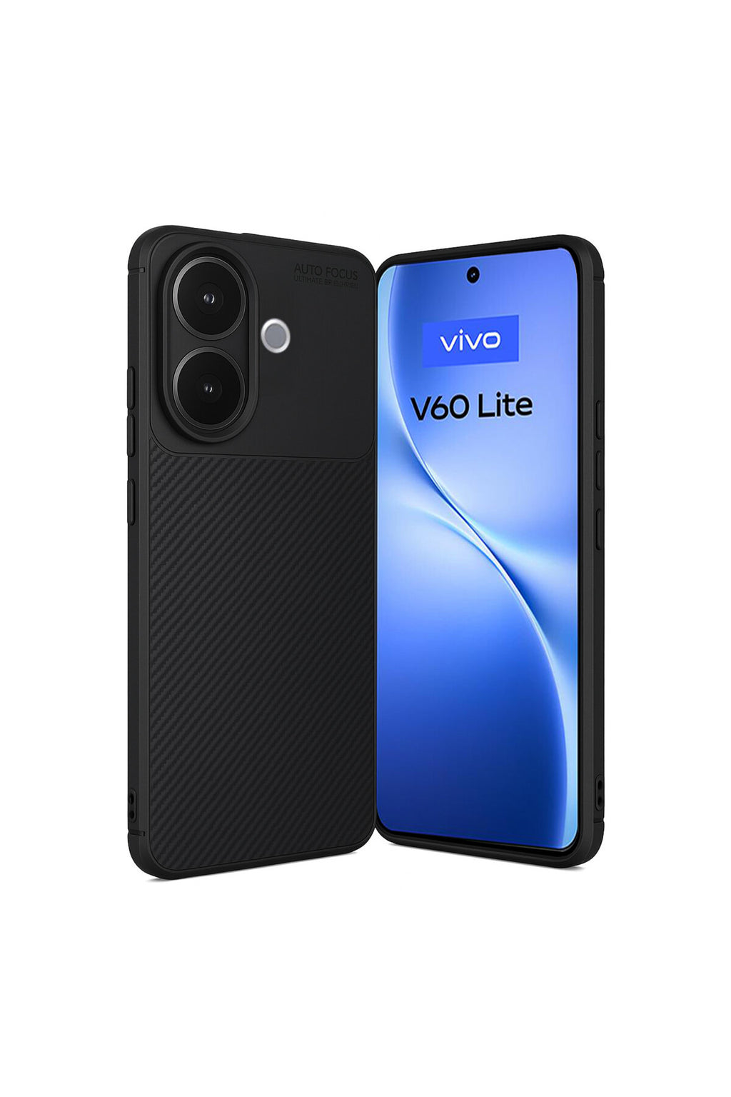 Vivo V60 Lite Uyumlu Auto Focus Karbon Kapak - Siyah