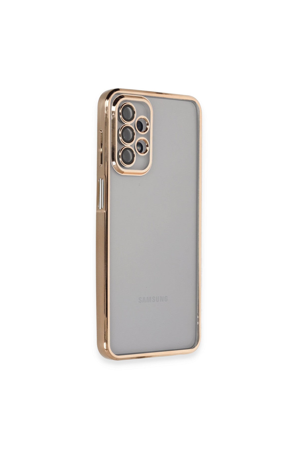 Samsung Galaxy A23 4G Uyumlu Kılıf Lensli Silikon - Gold