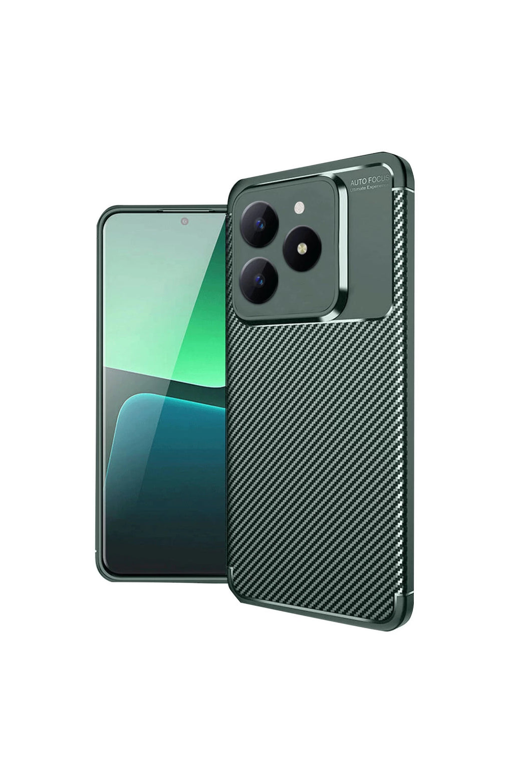Realme C61 Uyumlu Kılıf Auto Focus Karbon Kapak - Koyu Yeşil
