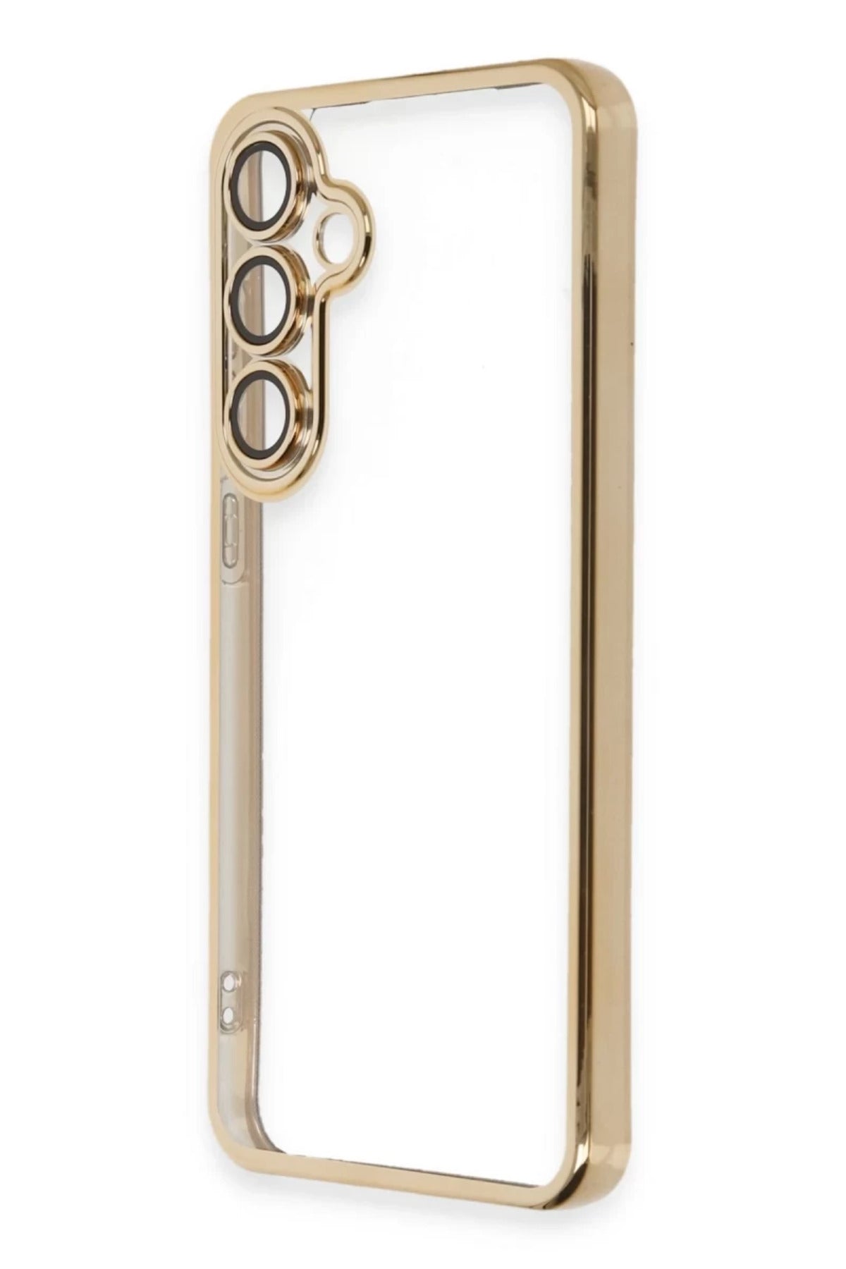 Samsung Galaxy S24 FE Uyumlu Kılıf Lensli Silikon - Gold