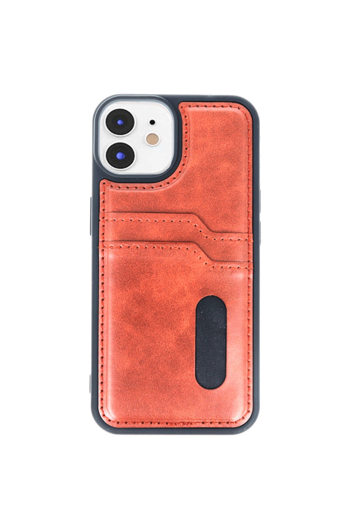 Apple iPhone 11 Uyumlu Kılıf Sara Kartvizitli Deri Kılıf - Taba