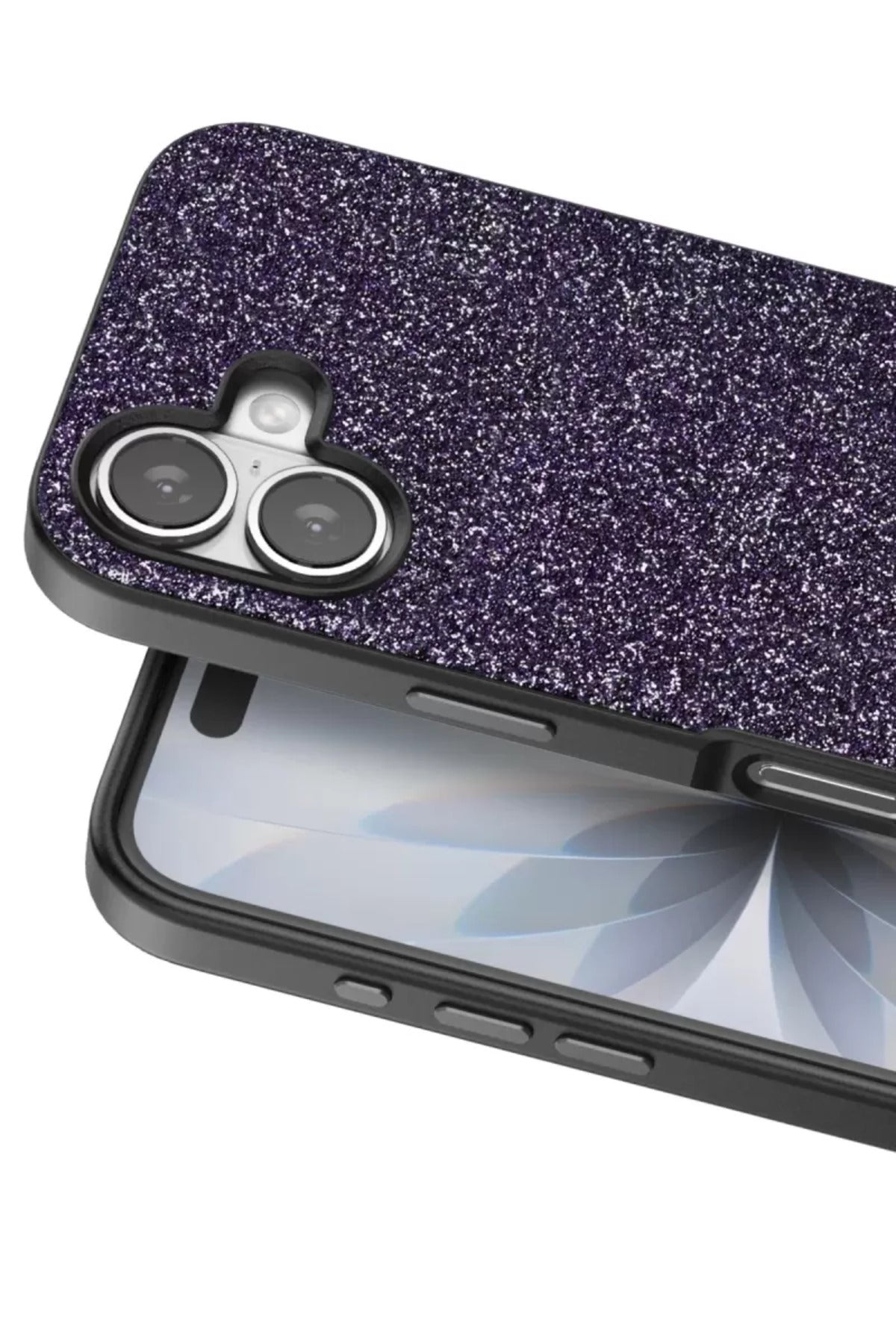 Onegif Apple iPhone 17 Uyumlu Bright Simli Kapak - Derin Mor
