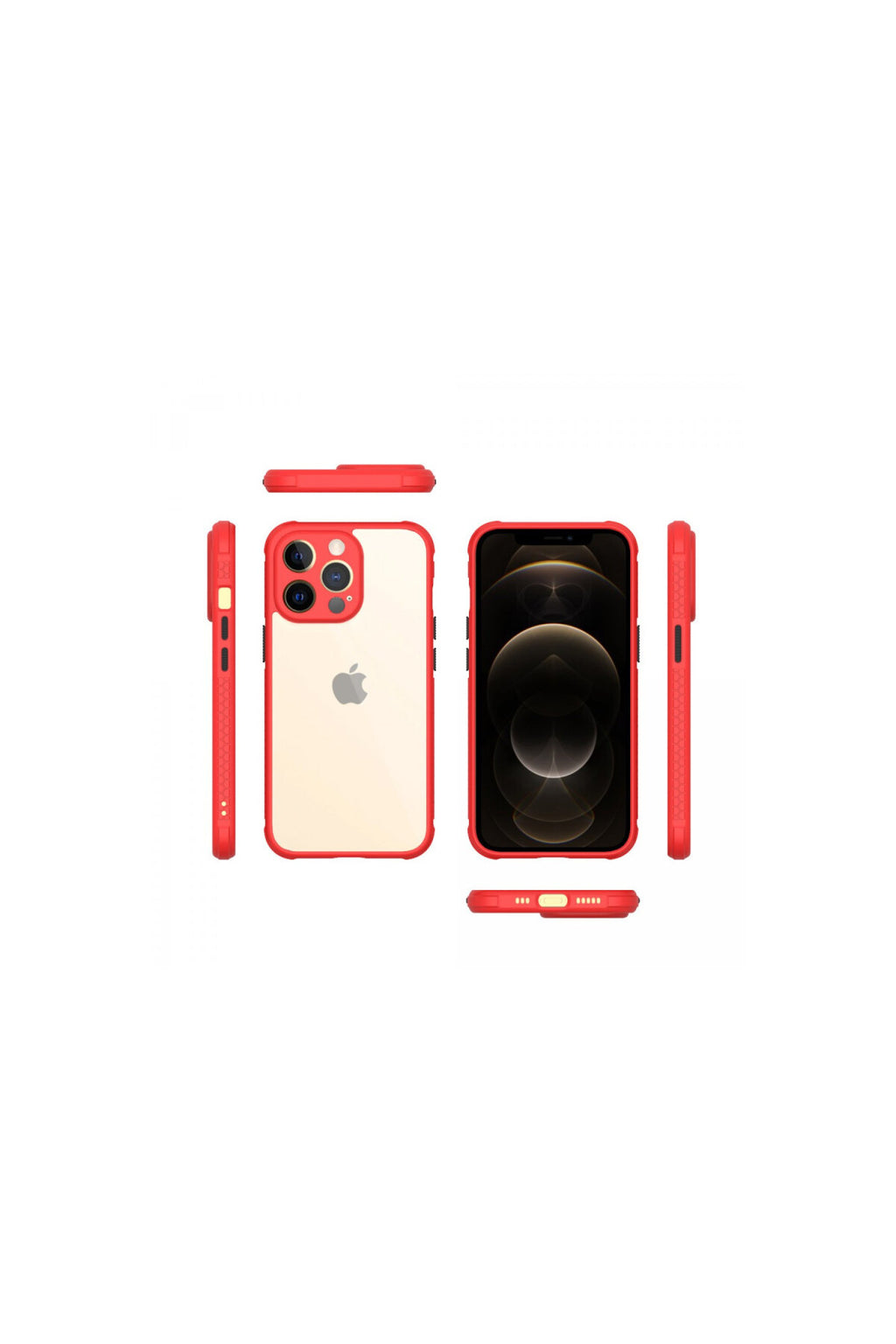 Apple iPhone 13 Pro Uyumlu Kılıf Miami Şeffaf Silikon - Kırmızı