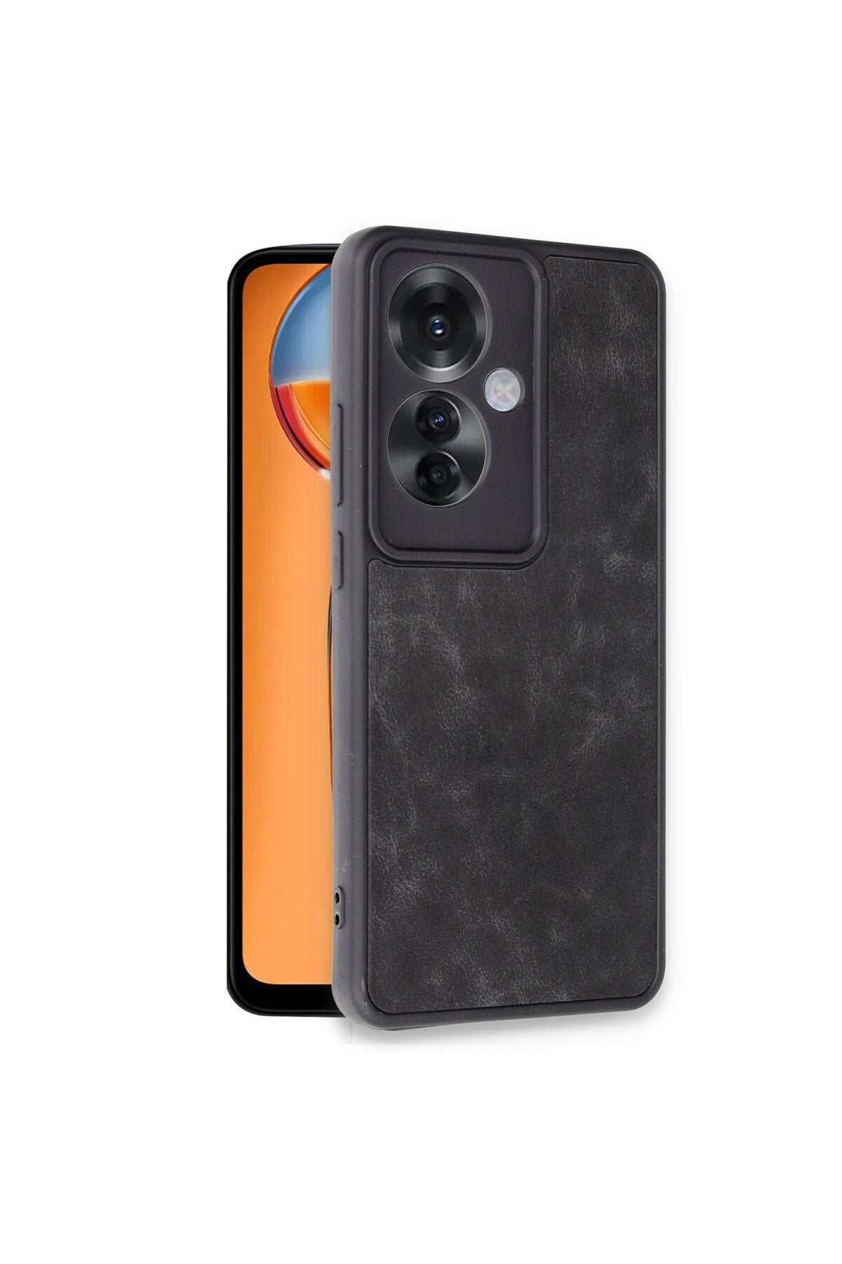 Oppo Reno 11F Uyumlu Kılıf Aras Deri Kapak - Siyah