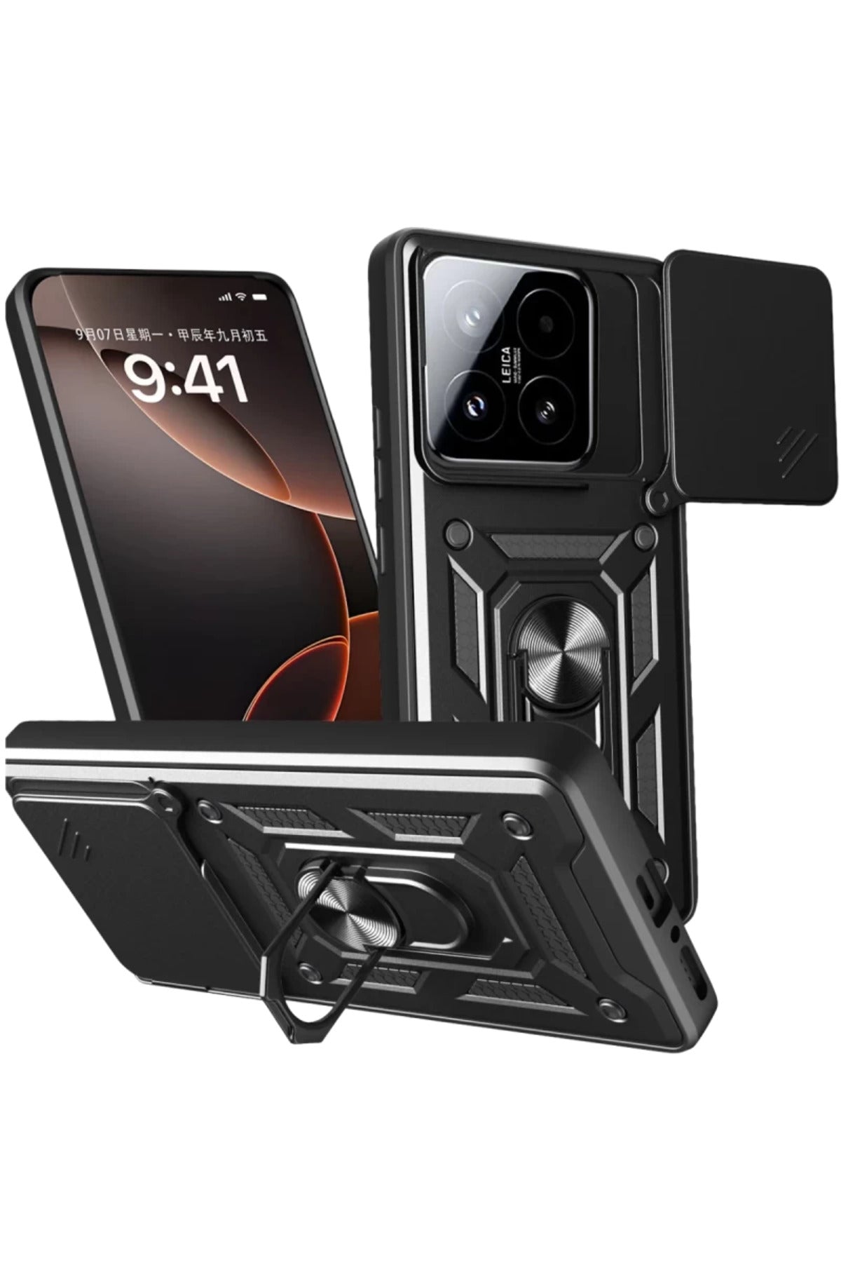 Xiaomi Mi 15T Uyumlu Pars Lens Yüzüklü Silikon - Siyah