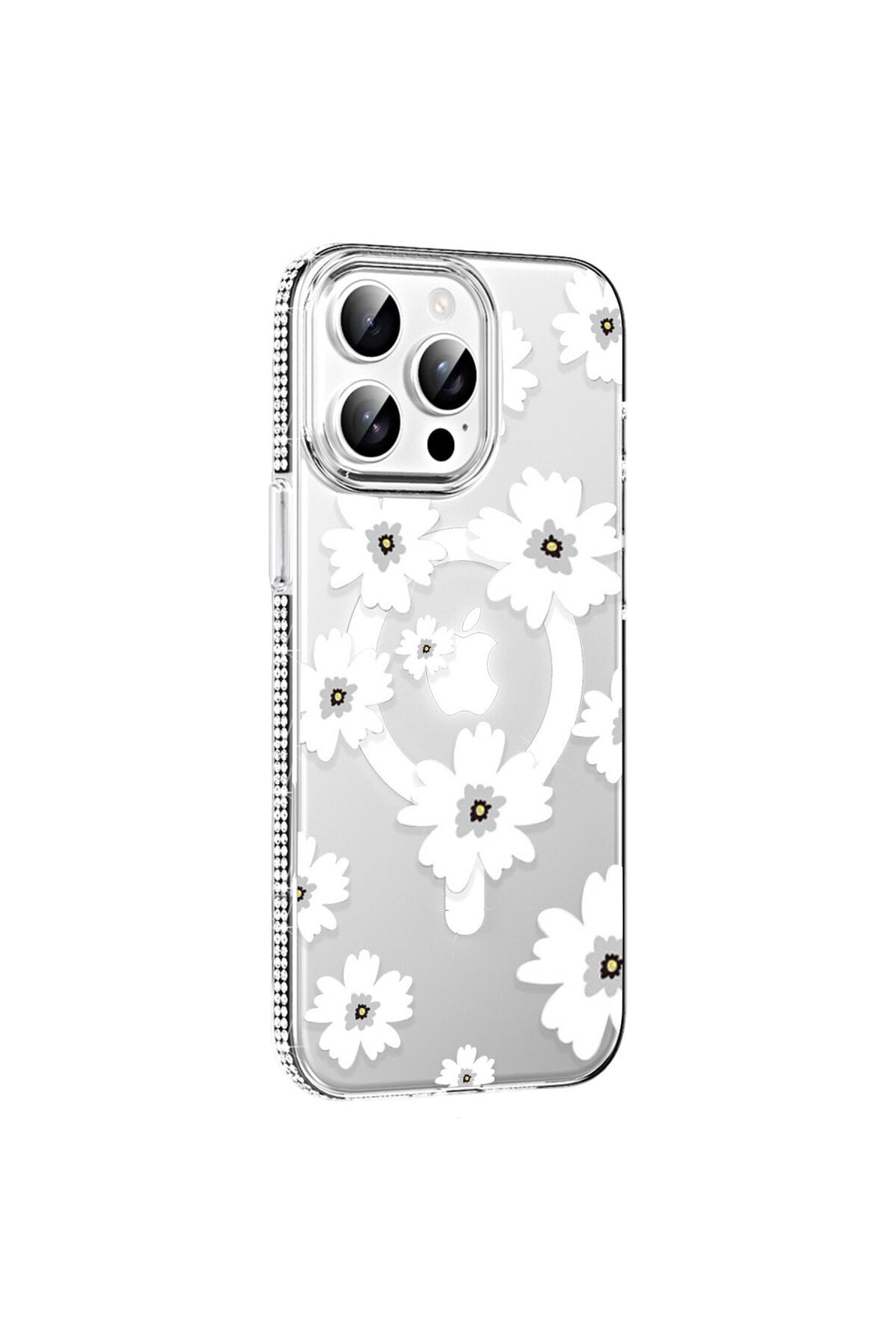 Joko Apple iPhone 15 Pro Uyumlu Floral Magsafe Kapak - Beyaz