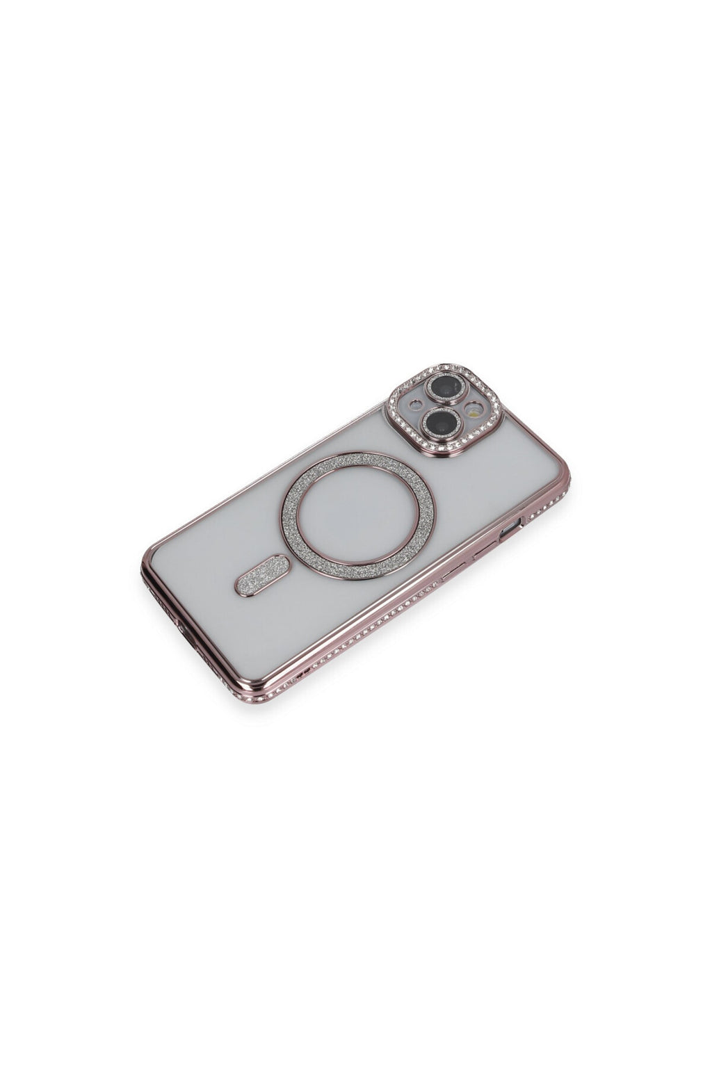 Apple iPhone 13 Uyumlu Kılıf Joke Simli Magneticsafe Kılıf - Pembe