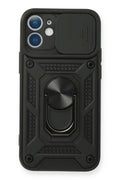 Apple iPhone 11 Uyumlu Kılıf Pars Lens Yüzüklü Silikon - Siyah