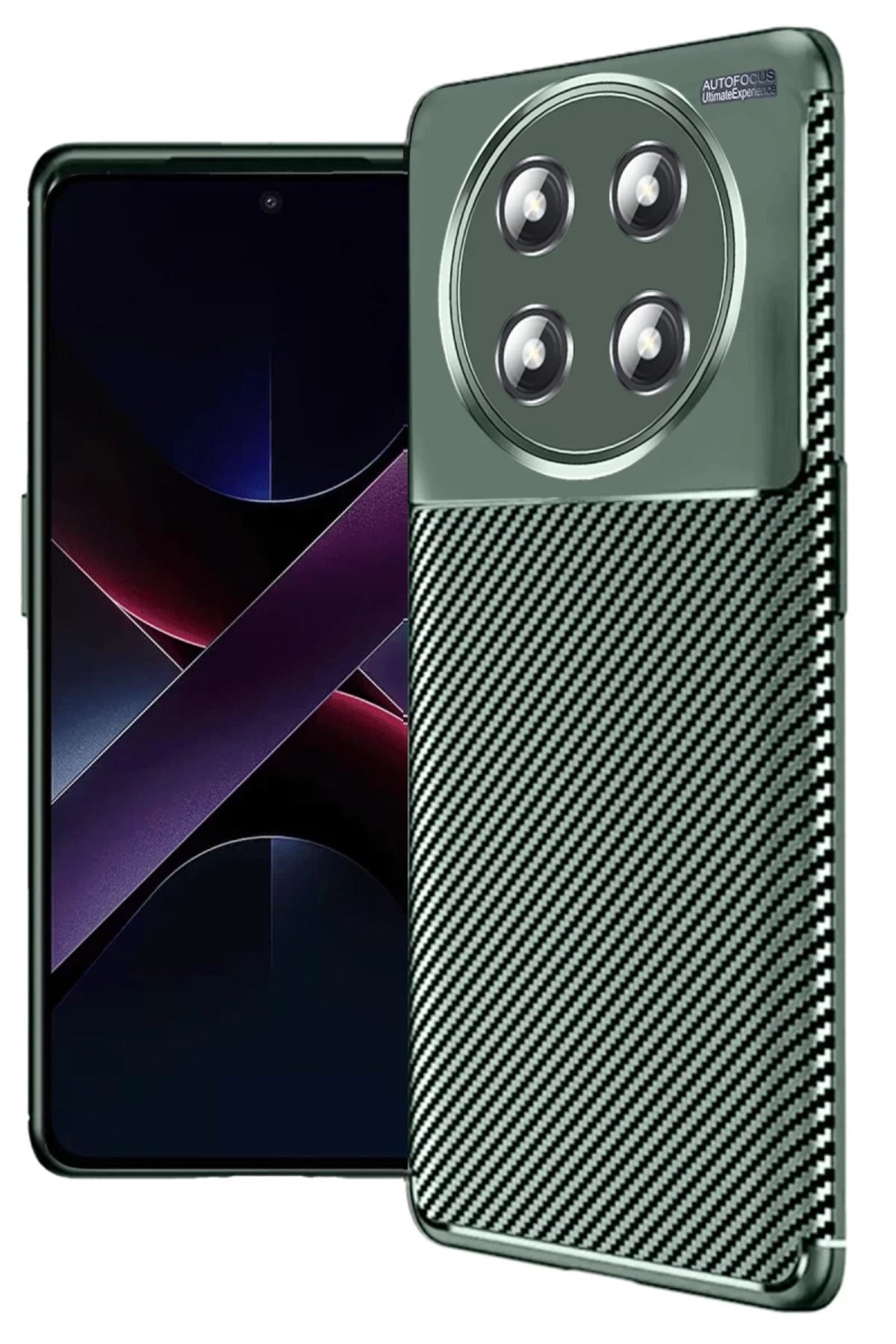 Honor Magic 7 Lite Uyumlu Kılıf Auto Focus Karbon Kapak - Koyu Yeşil