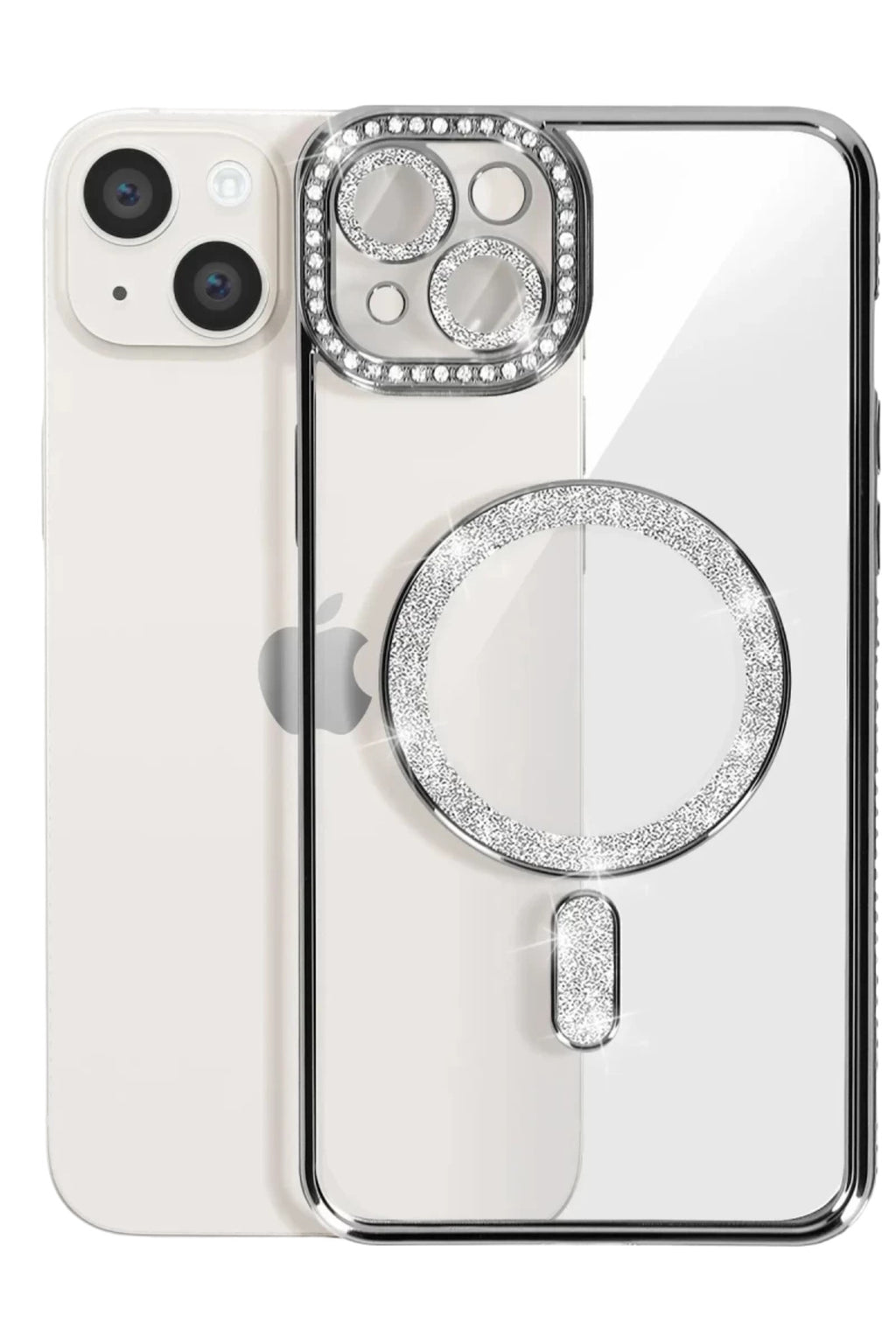 Apple iPhone 15 Uyumlu Kılıf Joke Simli Magneticsafe Kılıf - Siyah