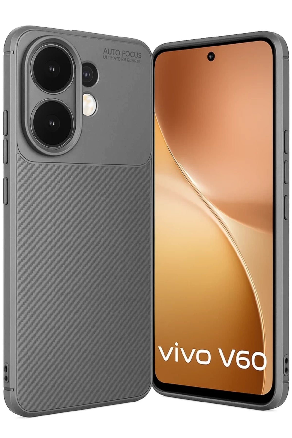 Vivo V60 5G Uyumlu Auto Focus Karbon Kapak - Gri