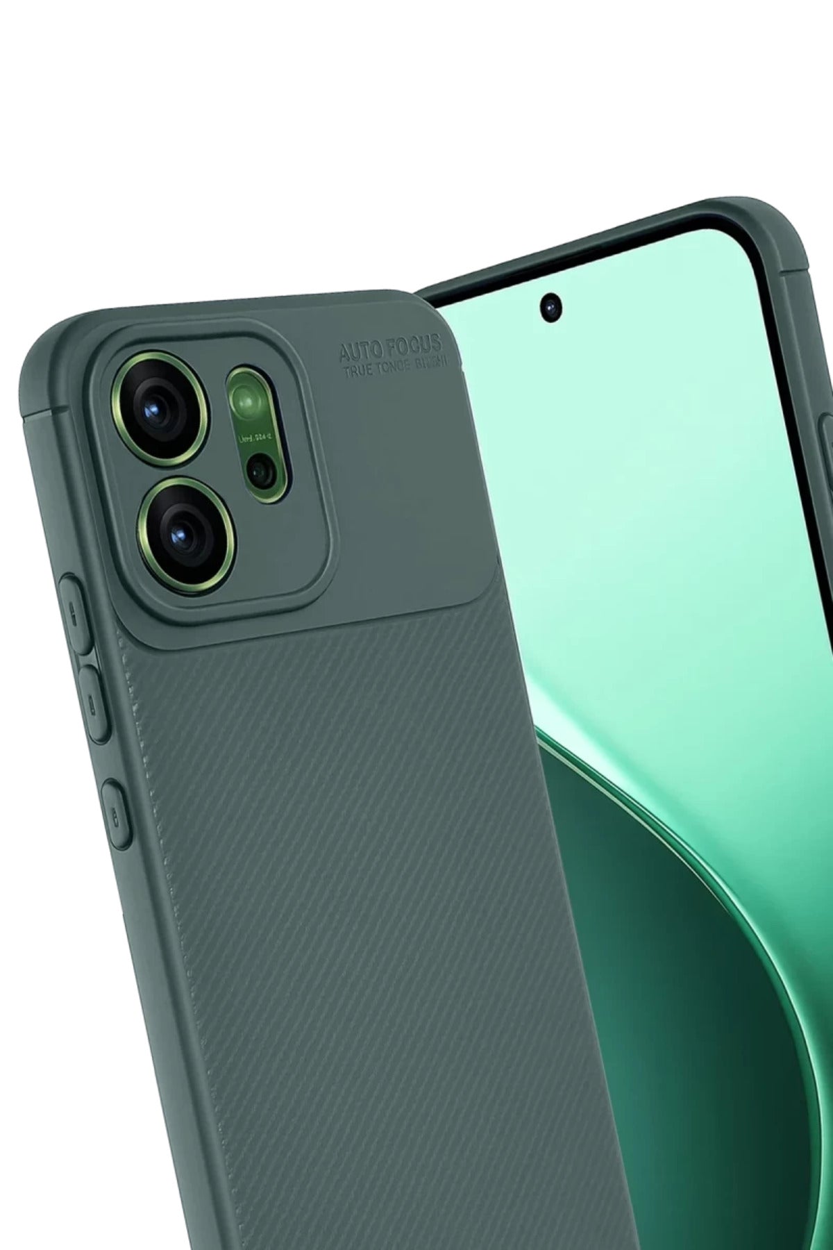 Oppo Reno 14F Uyumlu Auto Focus Karbon Kapak - Koyu Yeşil