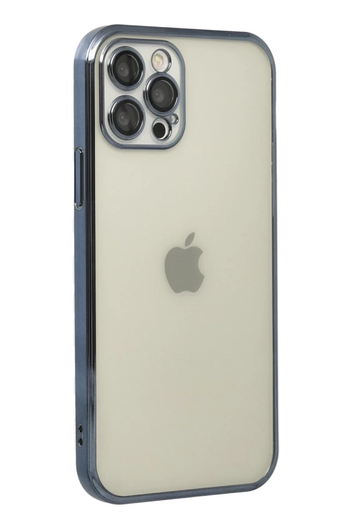 Apple iPhone 12 Pro Uyumlu Kılıf Lensli Silikon - Lacivert