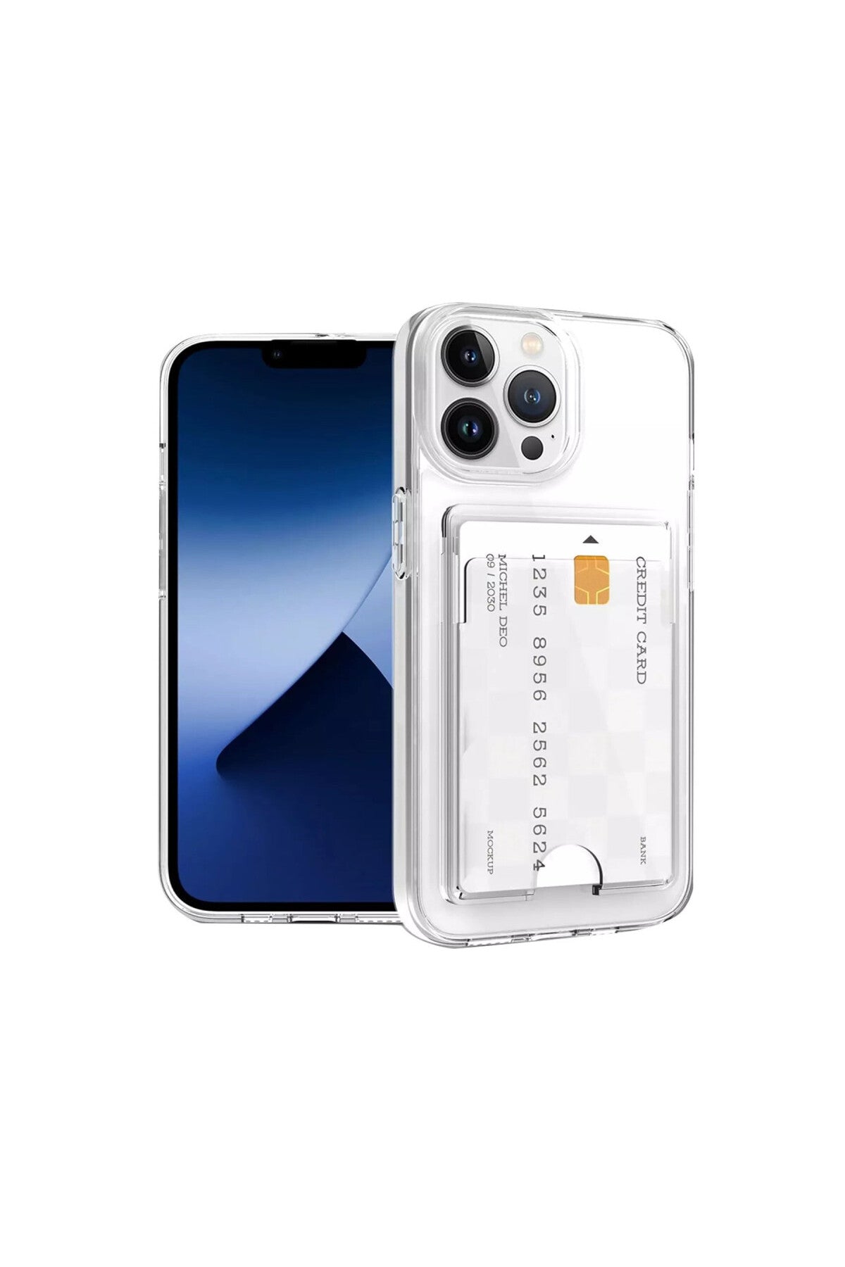 Apple iPhone 14 Pro Max Uyumlu Kılıf Kart Şeffaf Silikon - Şeffaf