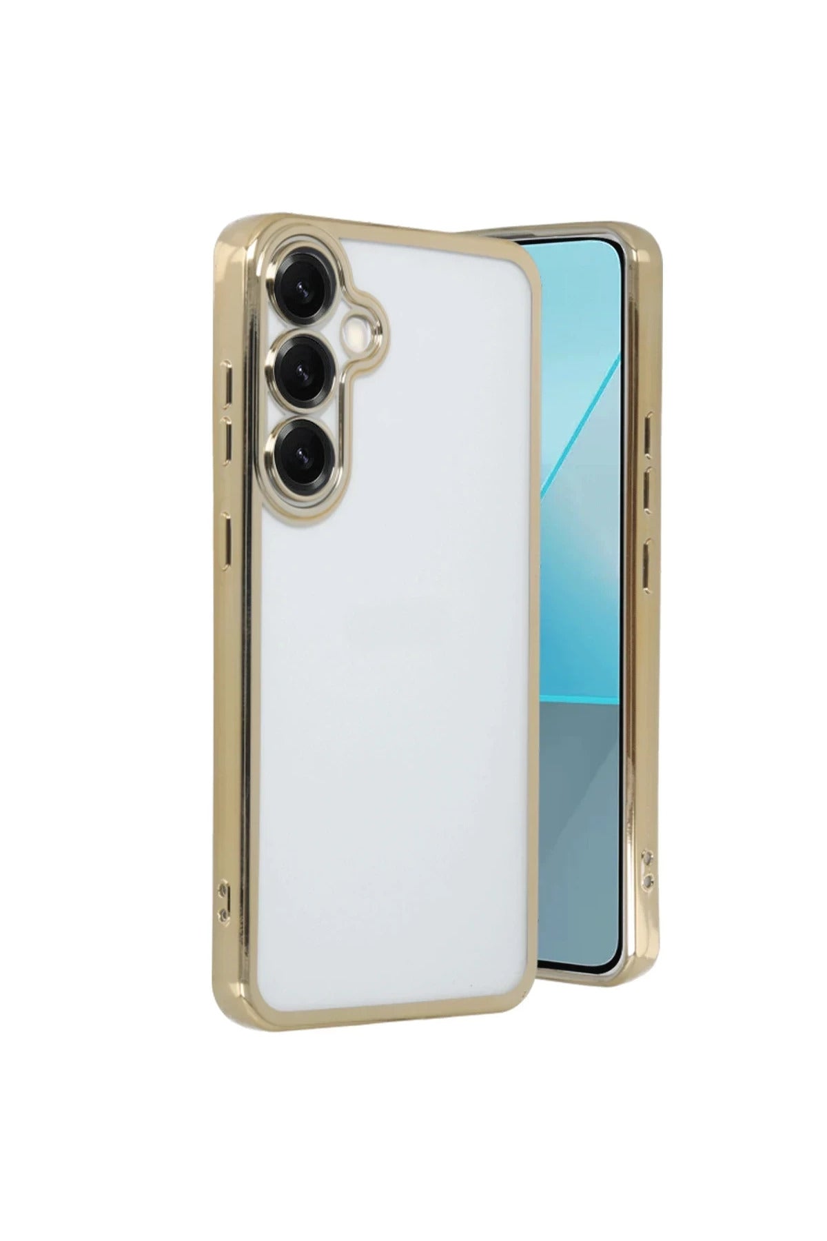 Samsung Galaxy S25 Plus Uyumlu Kılıf Lensli Silikon - Gold