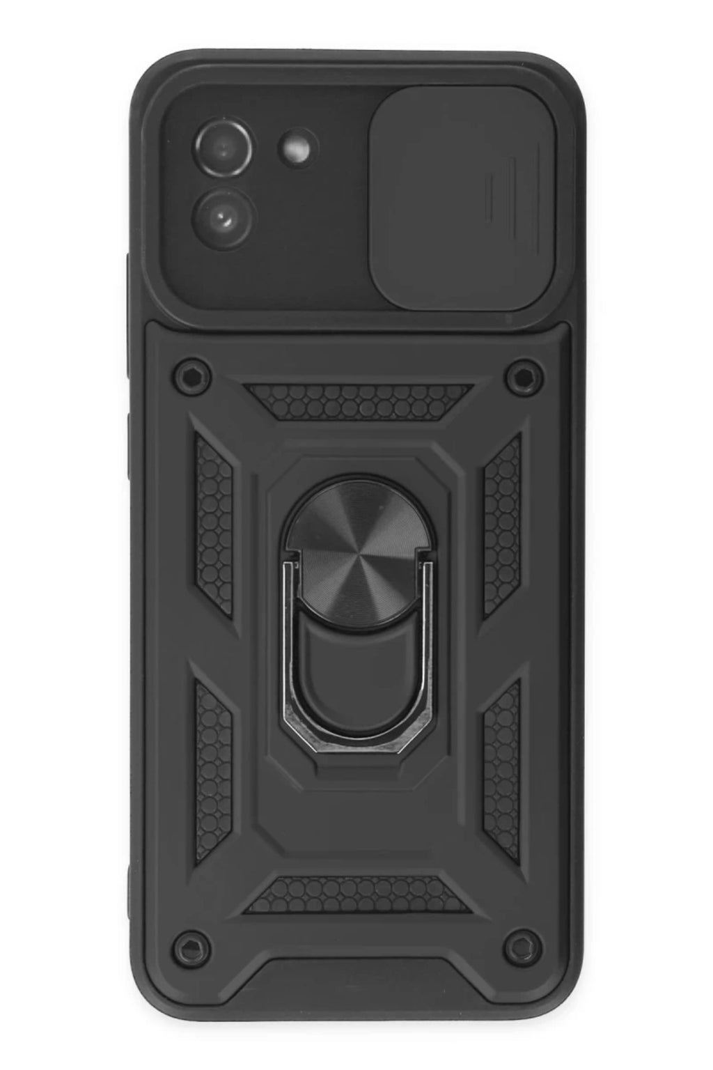 Samsung Galaxy A03 Uyumlu Kılıf Pars Lens Yüzüklü Silikon - Siyah