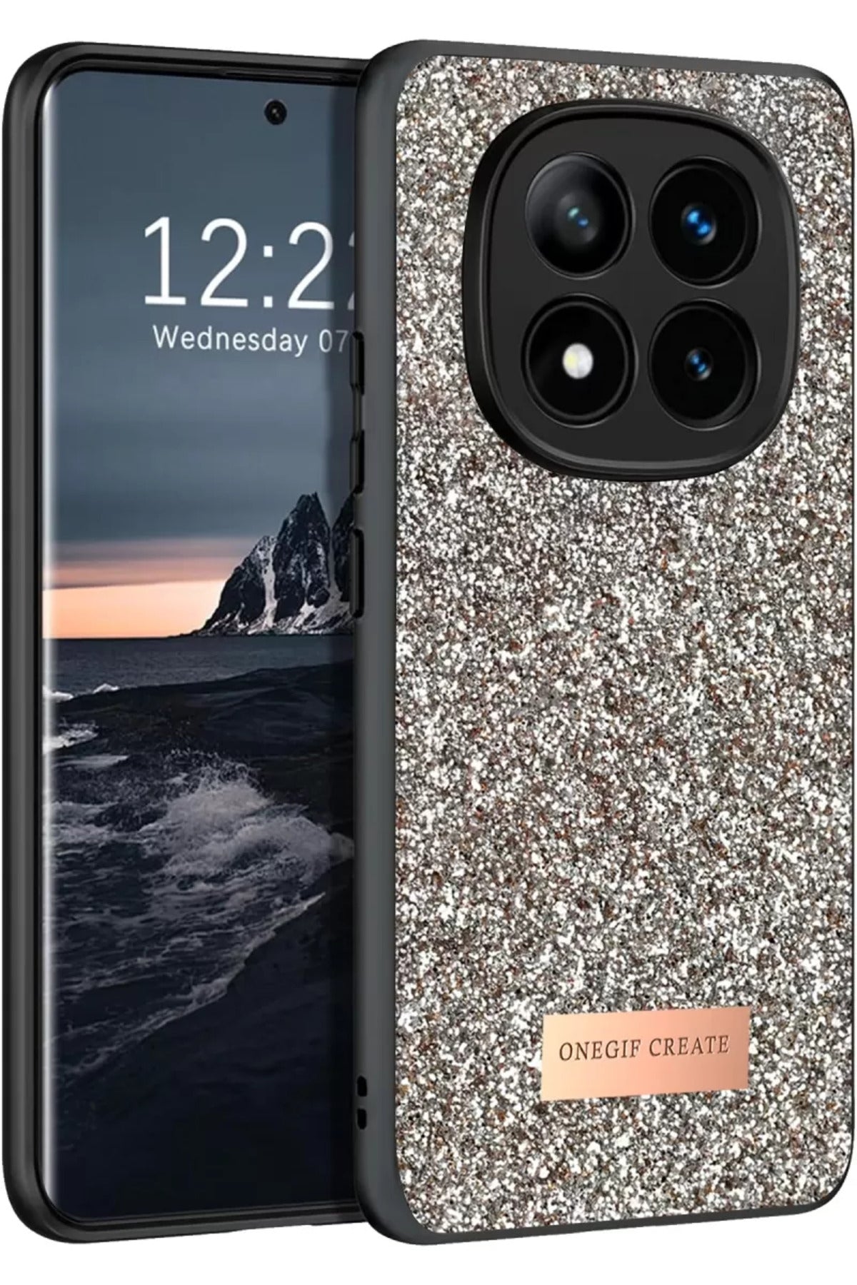 Onegif Xiaomi Redmi Note 14 Pro 4G Uyumlu Bright Simli Kapak - Gold