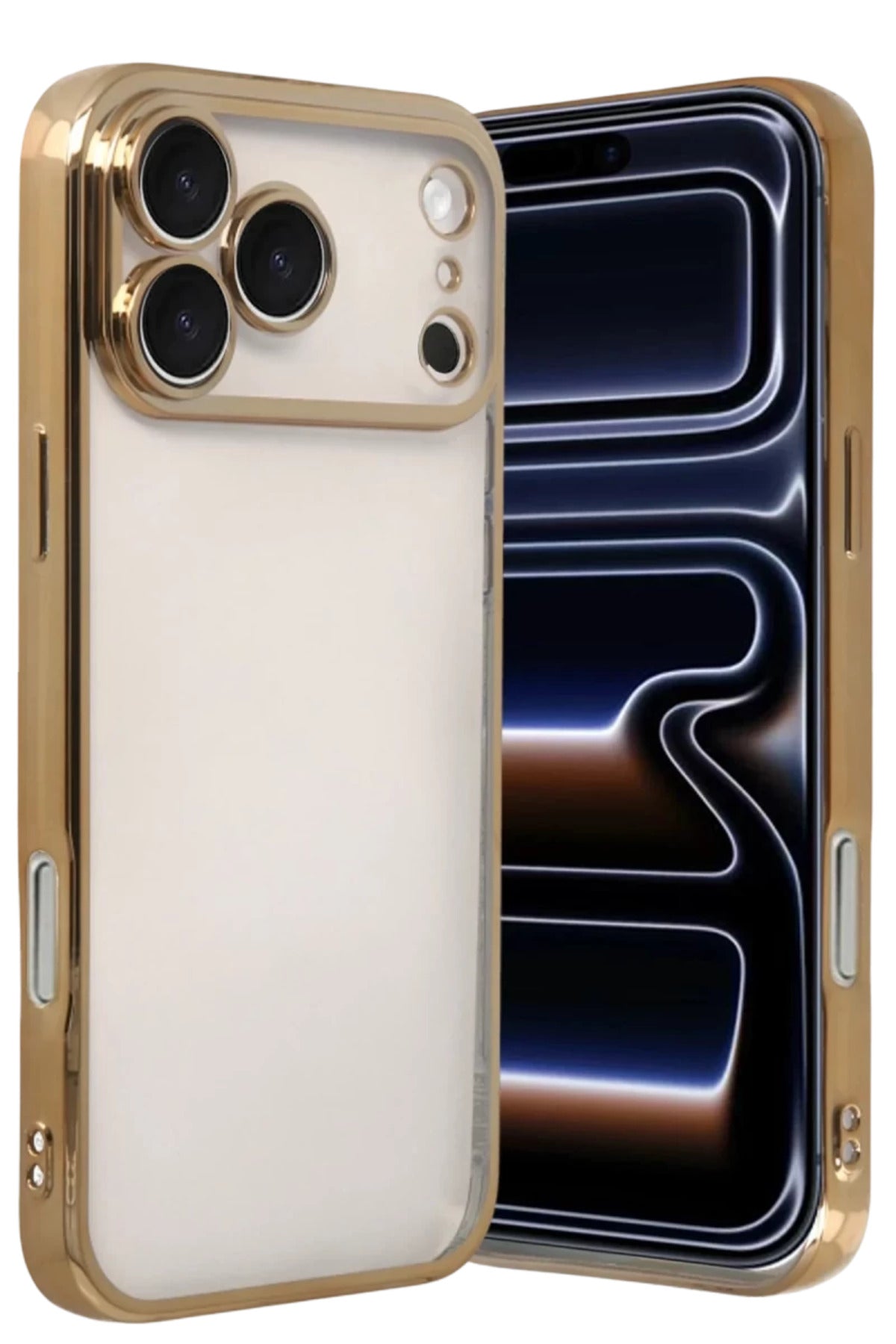 Apple iPhone 17 Pro Max Uyumlu Lensli Silikon - Gold