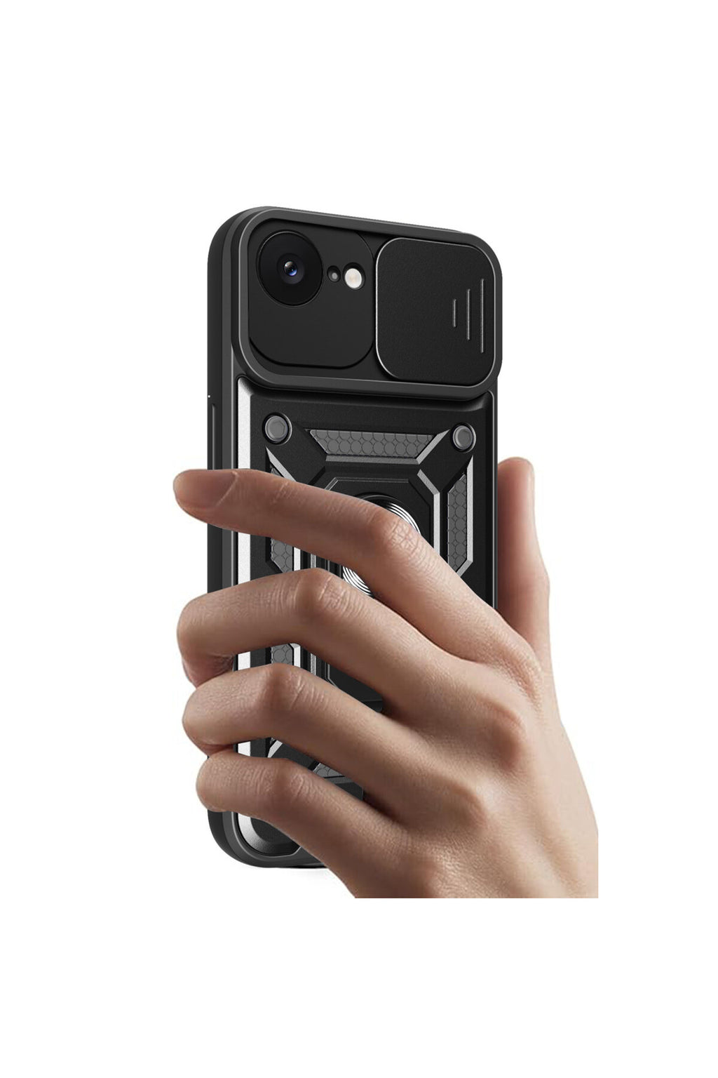 Apple iPhone 16E Uyumlu Kılıf Pars Lens Yüzüklü Silikon - Siyah