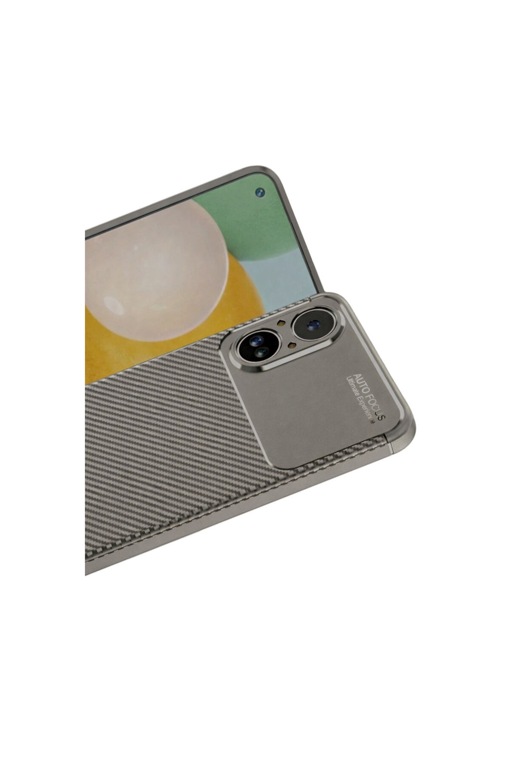 Realme 12 Lite Uyumlu Kılıf Auto Focus Karbon Kapak - Gri