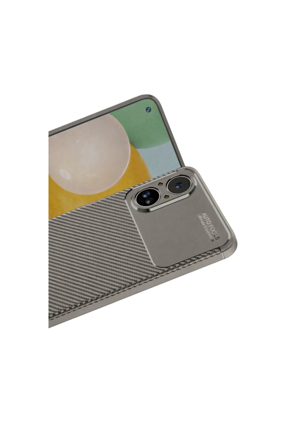 Realme 12 Lite Uyumlu Kılıf Auto Focus Karbon Kapak - Gri