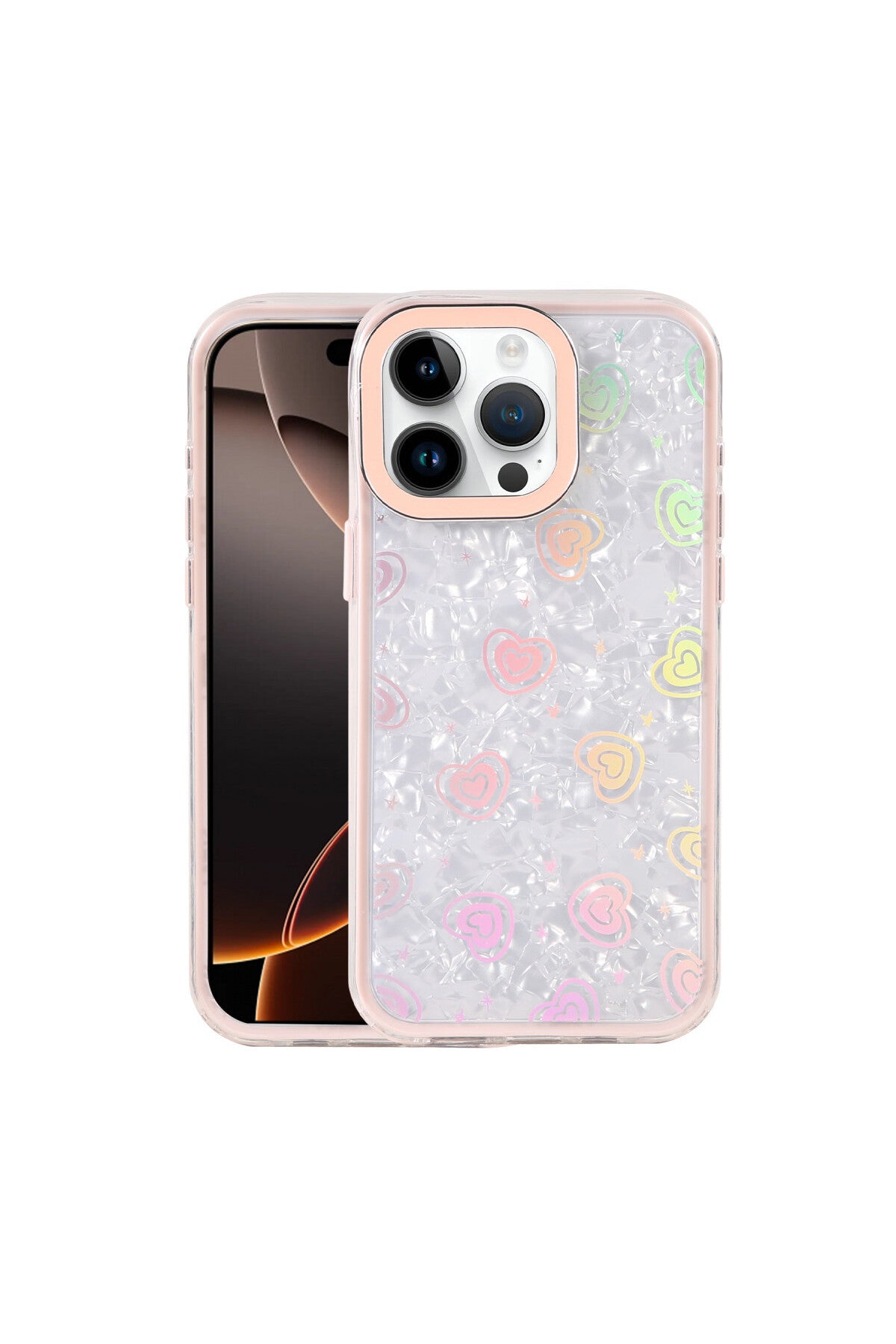 Apple iPhone 16 Pro Max Uyumlu Lumi Desenli Kapak - Pembe