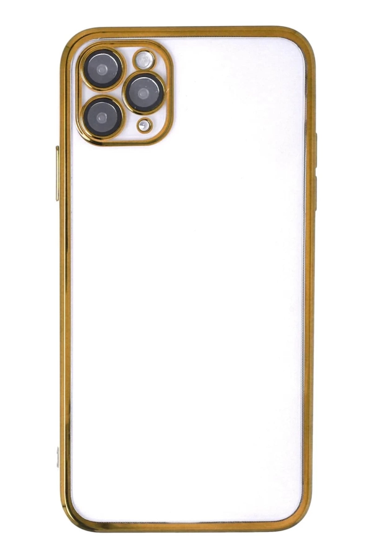 Apple iPhone 11 Pro Max Uyumlu Kılıf Lensli Silikon - Gold