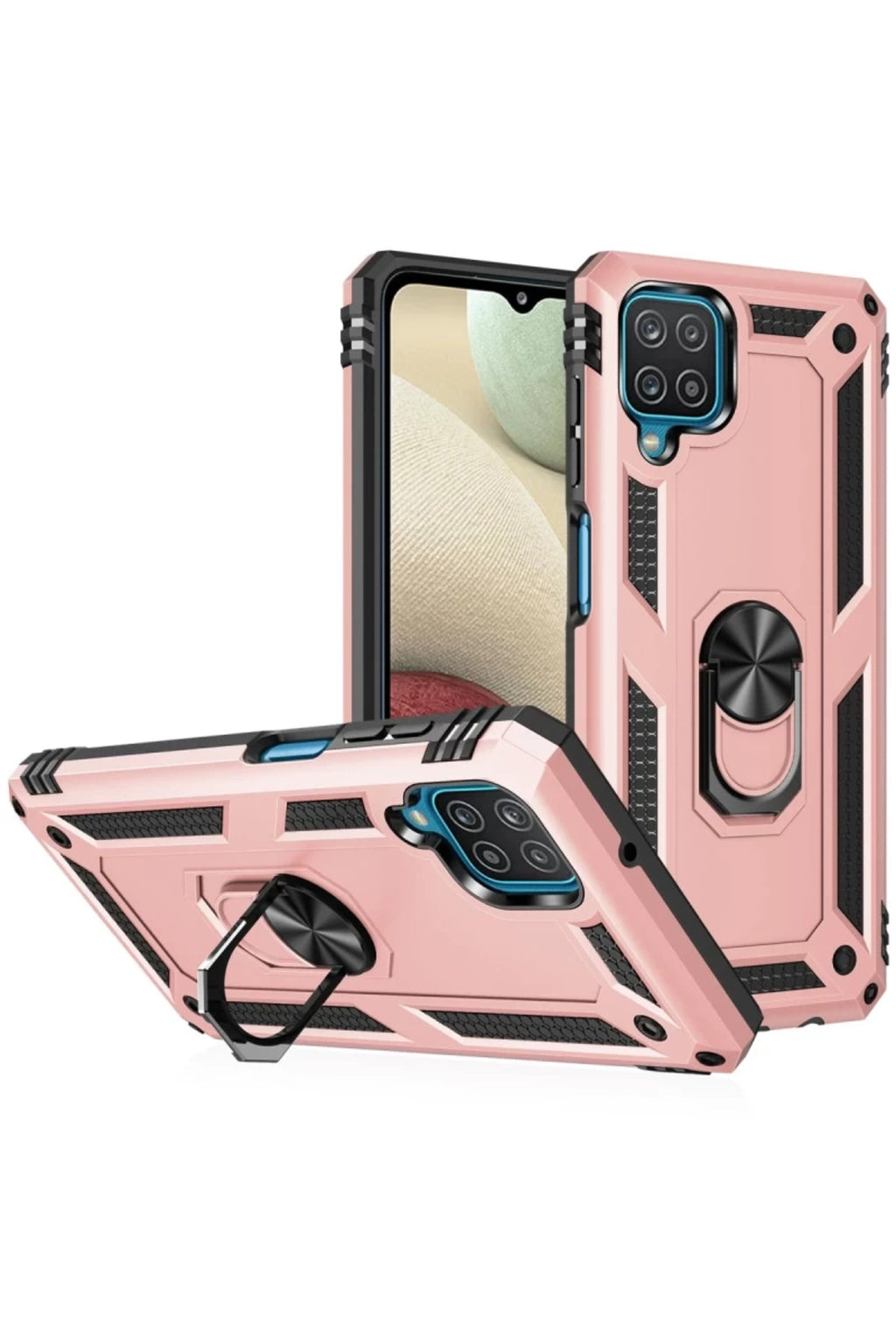 Samsung Galaxy A22 Uyumlu Kılıf Sofya Yüzüklü Silikon Kapak - Rose