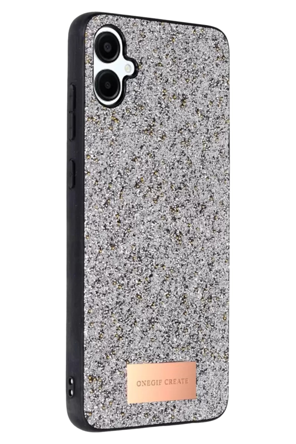 Onegif Samsung Galaxy A06 Uyumlu Bright Simli Kapak - Gümüş