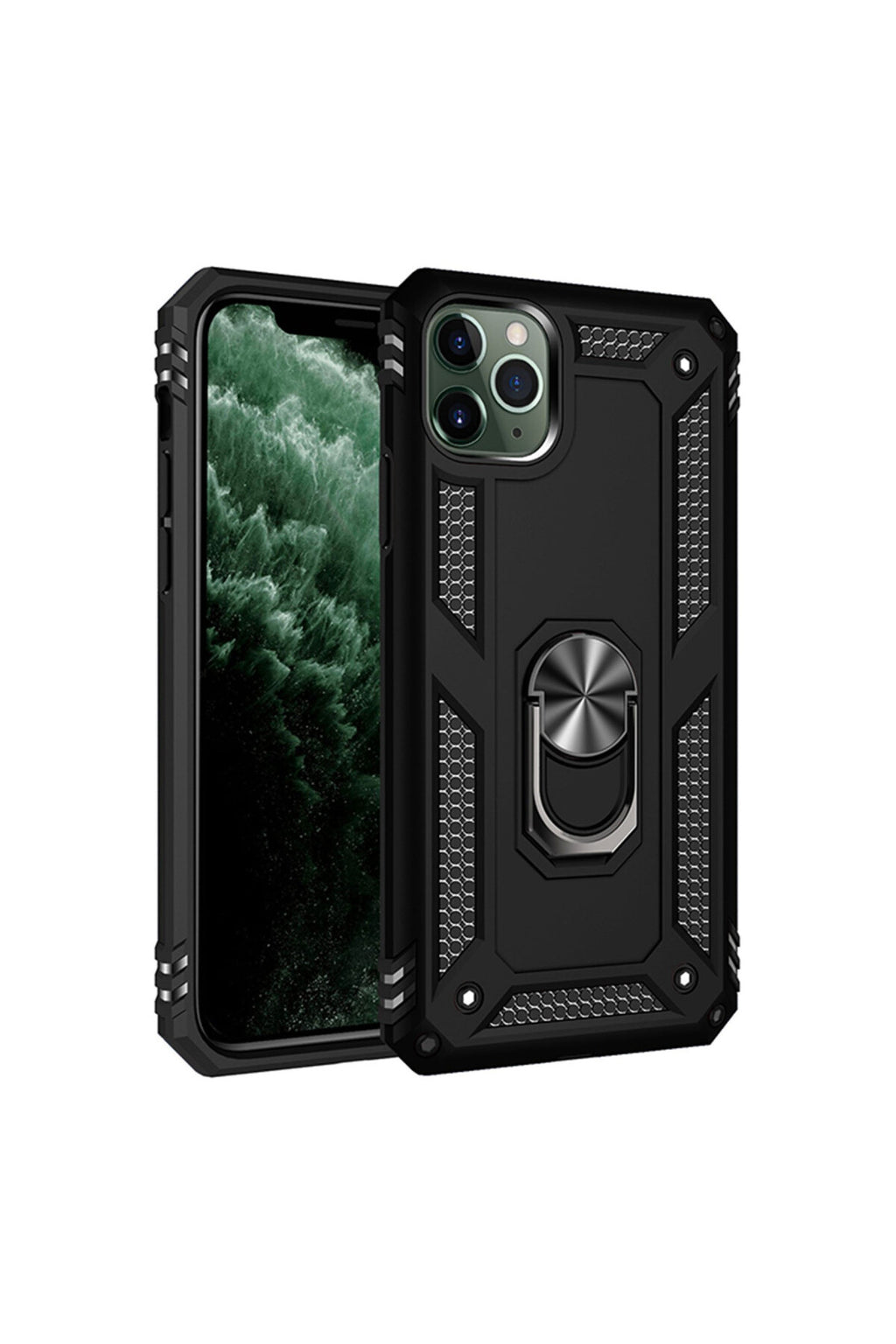 Apple iPhone 11 Pro Max Uyumlu Kılıf Sofya Yüzüklü Silikon Kapak - Siyah