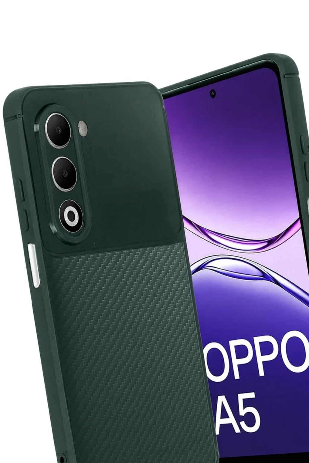 Oppo A5 4G Uyumlu Auto Focus Karbon Kapak - Koyu Yeşil