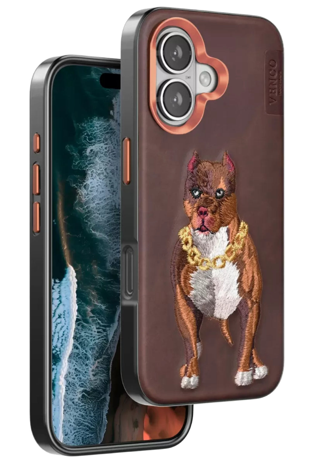 Venco Apple iPhone 16 Uyumlu Perma Desenli Kapak - Kahverengi