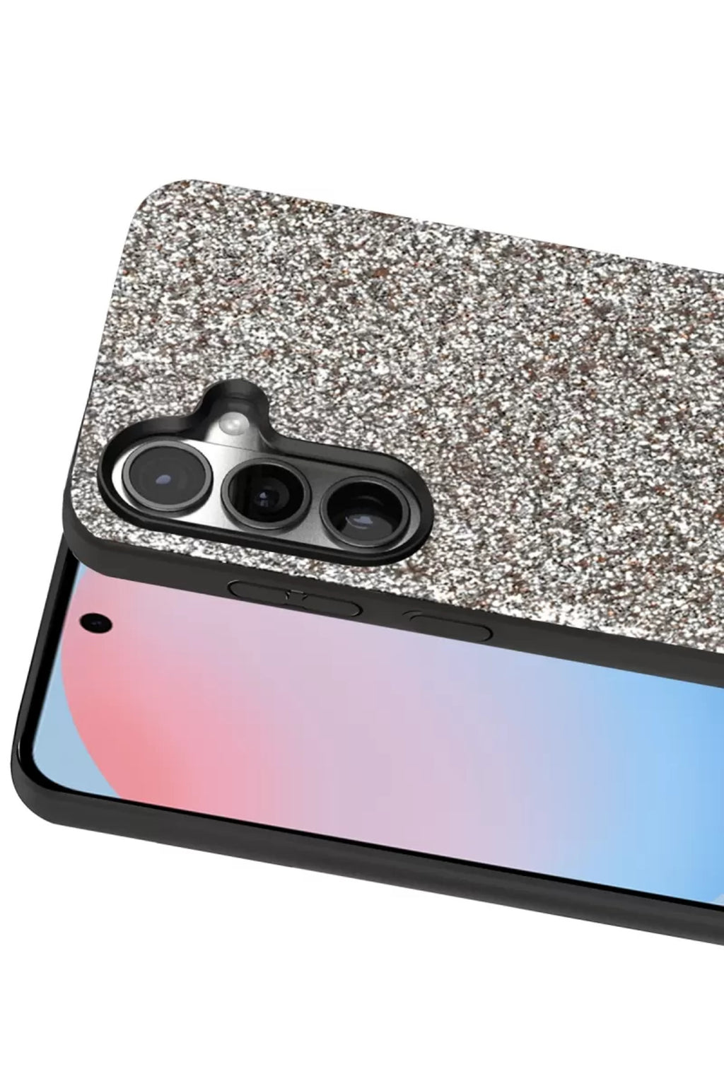 Onegif Samsung Galaxy S24 Plus Uyumlu Bright Simli Kapak - Gümüş